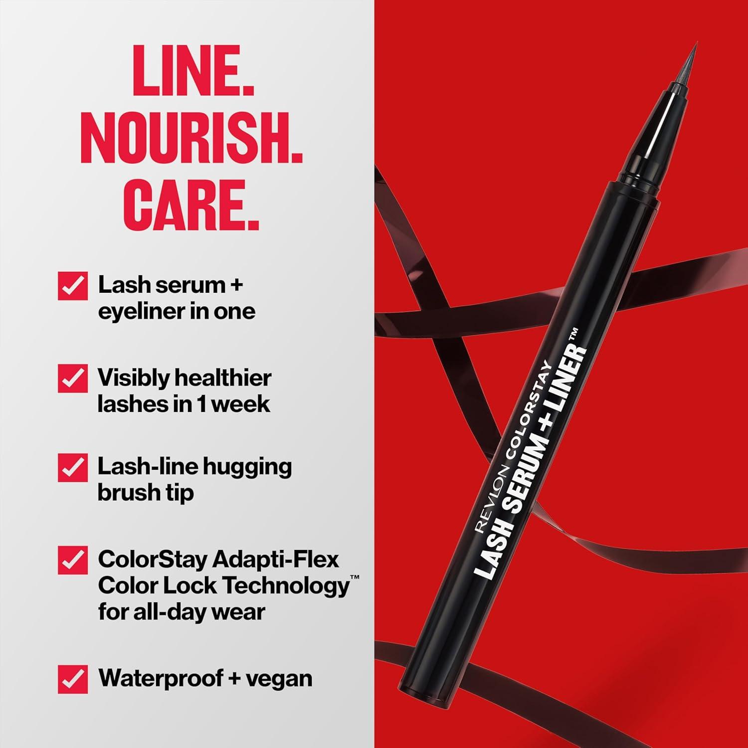 imageREVLON ColorStay Lash Serum Liner Waterproof Eyeliner Healthier Looking Eyelashes SmudgeResistant Flexible Brush Tip 001 Blackest Black