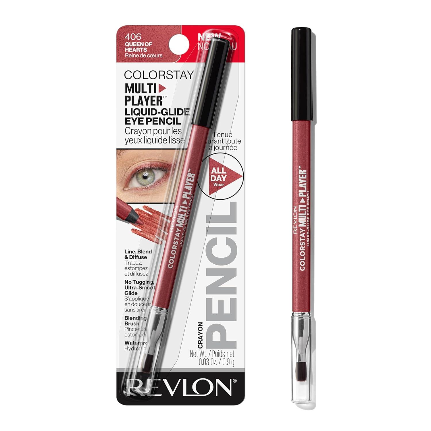imageREVLON ColorStay Multiplayer LiquidGlide Eye Pencil MultiUse Makeup With Blending Brush Blends Then Sets Creamy Texture Waterproof Smudgeproof Longwearing 403 Glitch Effect 003 OzQueen of Hearts