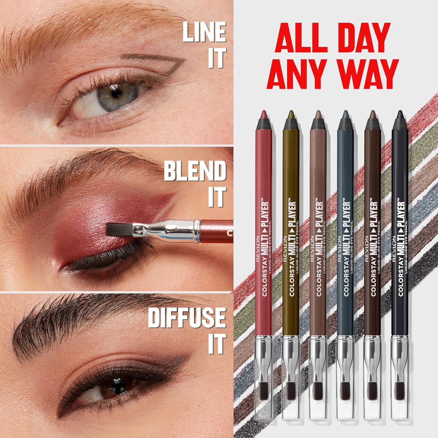 imageREVLON ColorStay Multiplayer LiquidGlide Eye Pencil MultiUse Makeup With Blending Brush Blends Then Sets Creamy Texture Waterproof Smudgeproof Longwearing 403 Glitch Effect 003 OzGlitch Effect