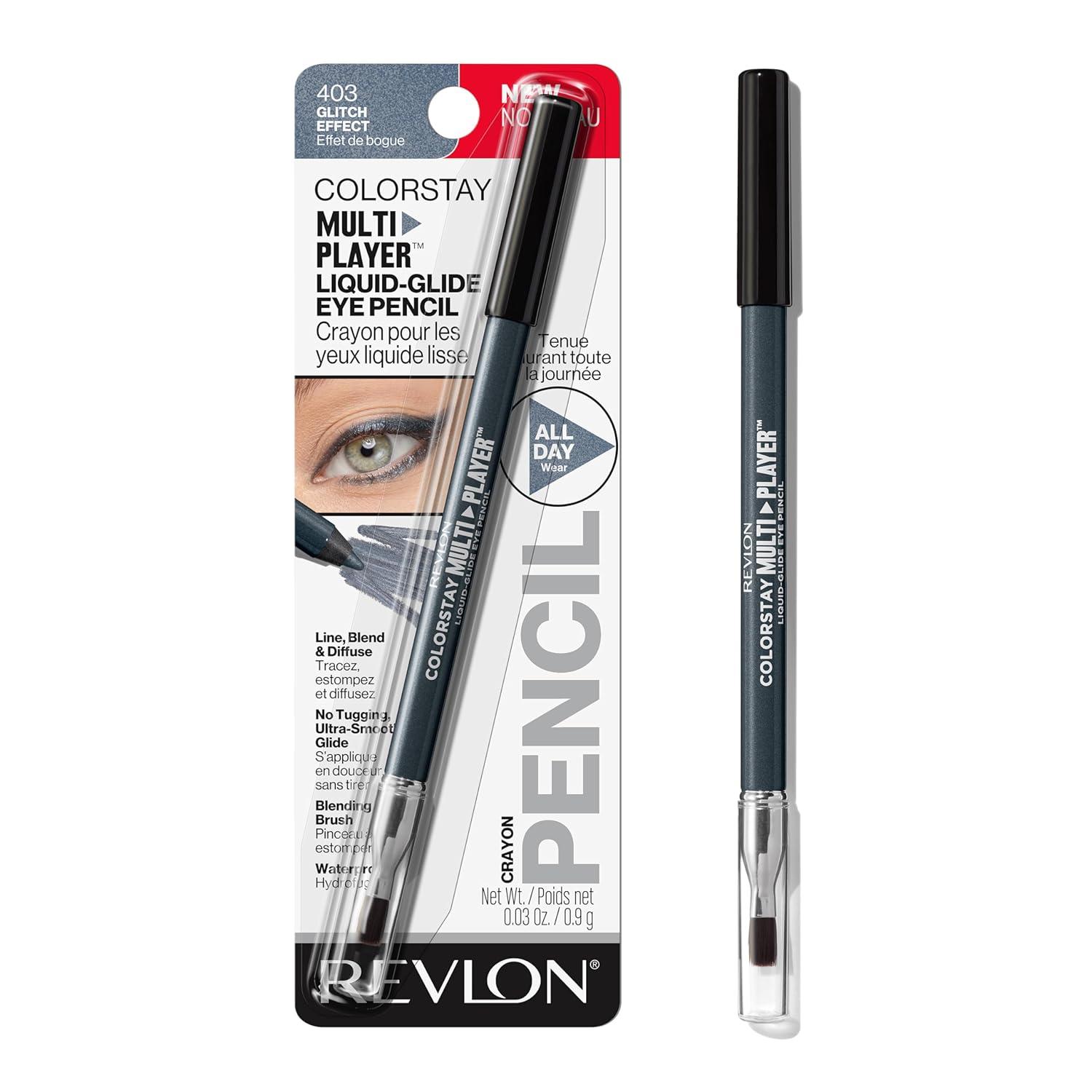 imageREVLON ColorStay Multiplayer LiquidGlide Eye Pencil MultiUse Makeup With Blending Brush Blends Then Sets Creamy Texture Waterproof Smudgeproof Longwearing 403 Glitch Effect 003 OzGlitch Effect