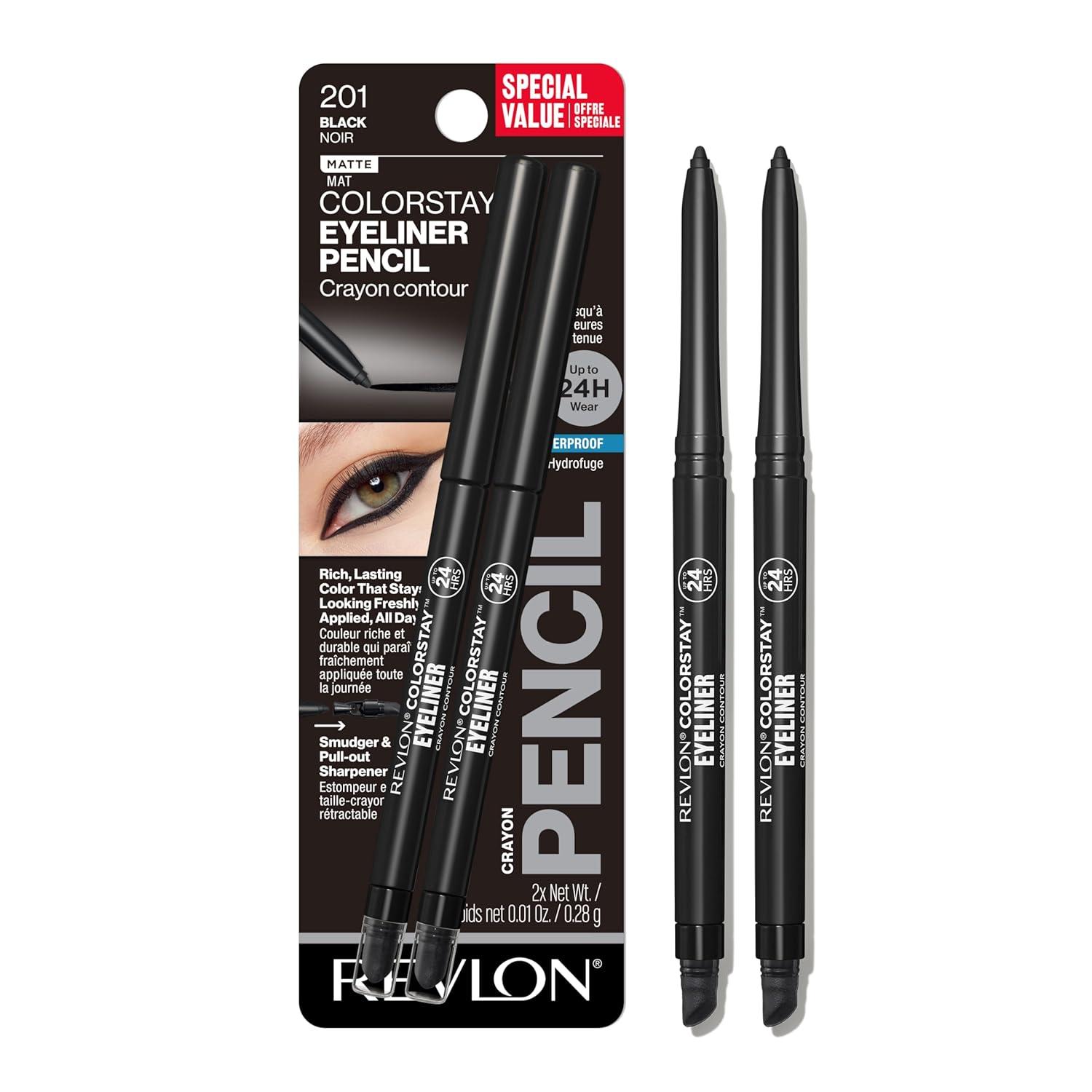 imageREVLON ColorStay Pencil Waterproof Eyeliner SmudgeProof Eye Makeup with BuiltIn Sharpener 212 Bronze 001 ozBlack