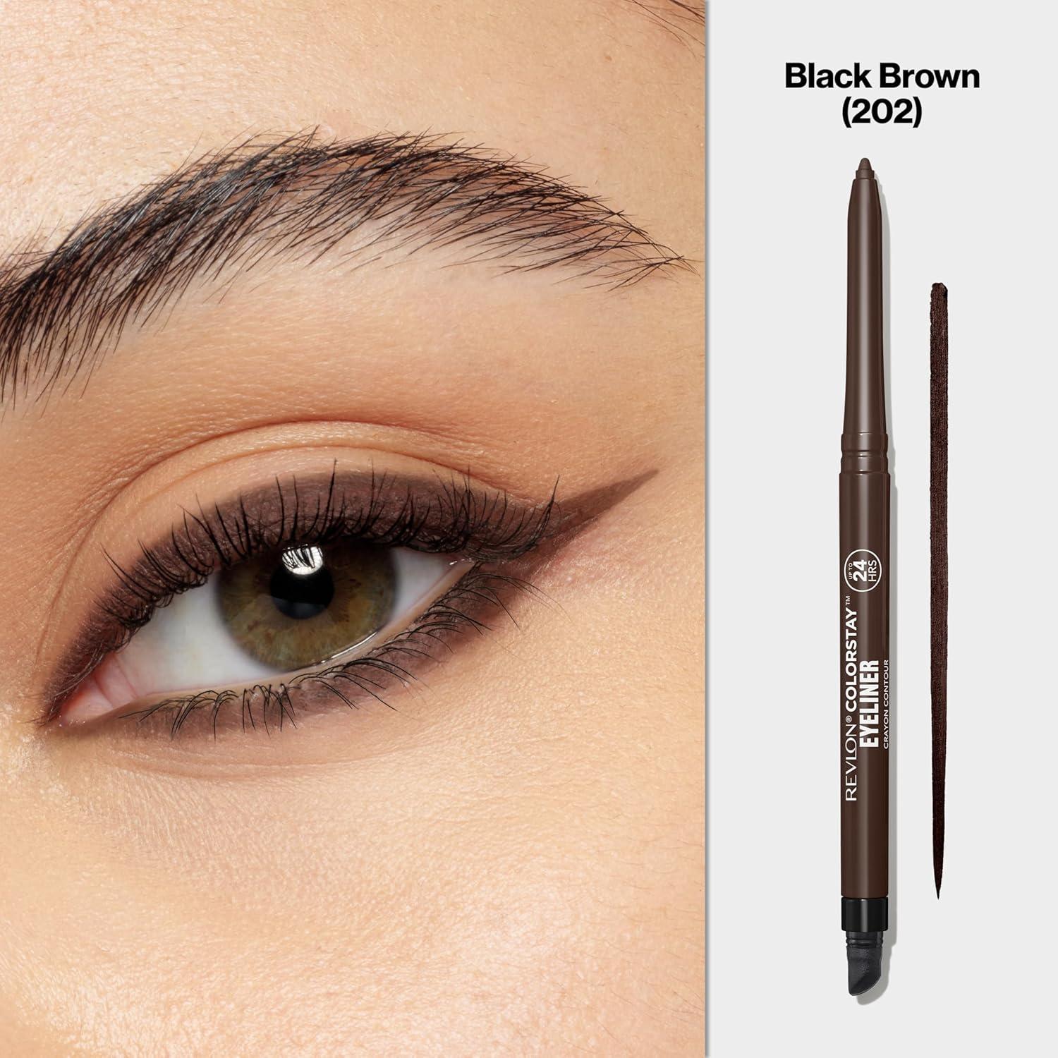 imageREVLON ColorStay Pencil Waterproof Eyeliner SmudgeProof Eye Makeup with BuiltIn Sharpener 212 Bronze 001 ozBlack Brown