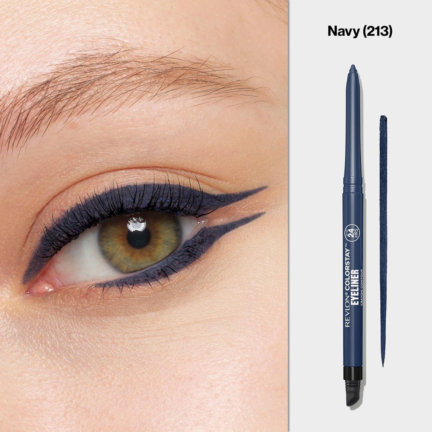 imageREVLON ColorStay Pencil Waterproof Eyeliner SmudgeProof Eye Makeup with BuiltIn Sharpener 212 Bronze 001 ozNavy