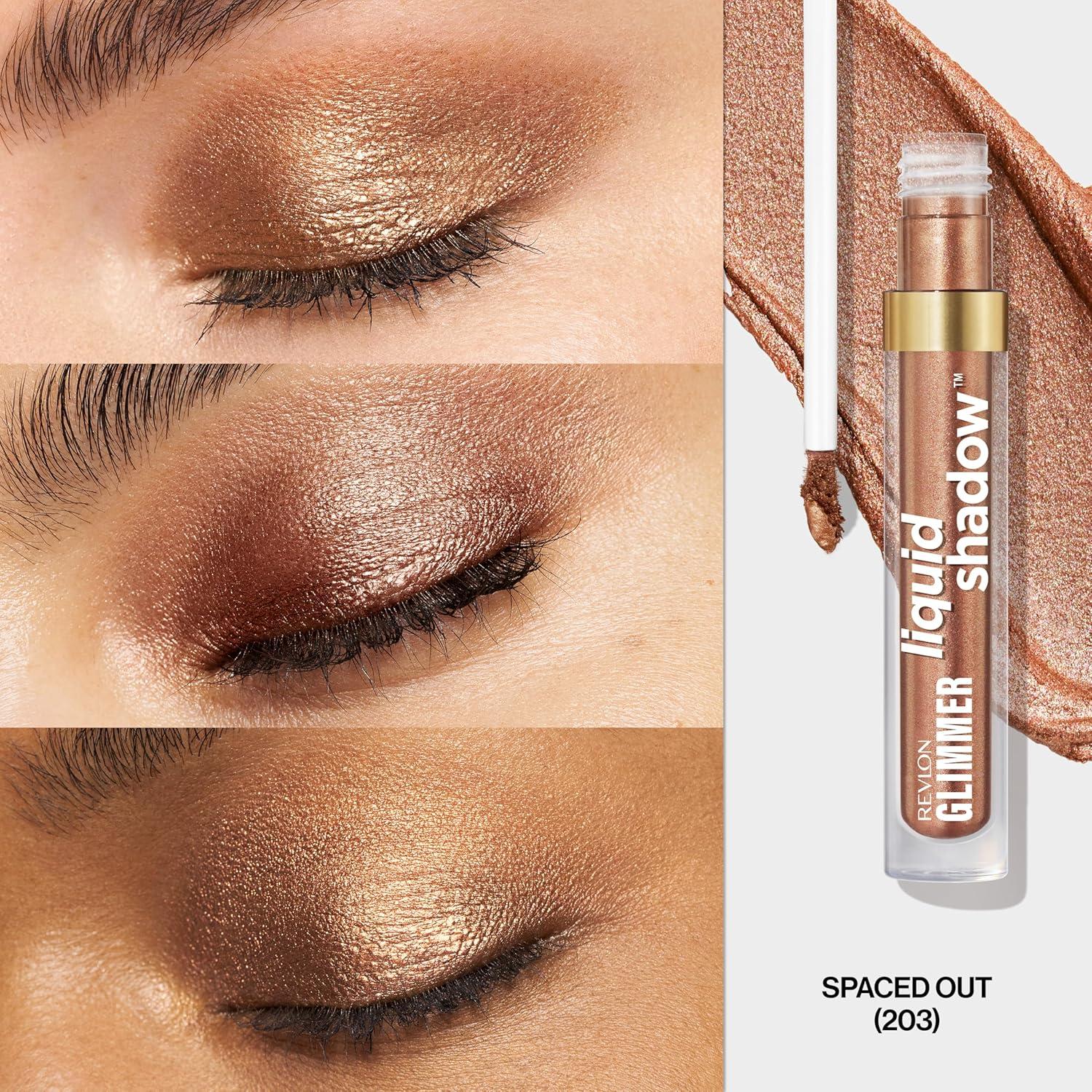 imageREVLON Glimmer Liquid Shadow SmudgeProof Shimmer Eyeshadow Makeup Long Lasting High Pigment 203 Spaced OutSpaced Out
