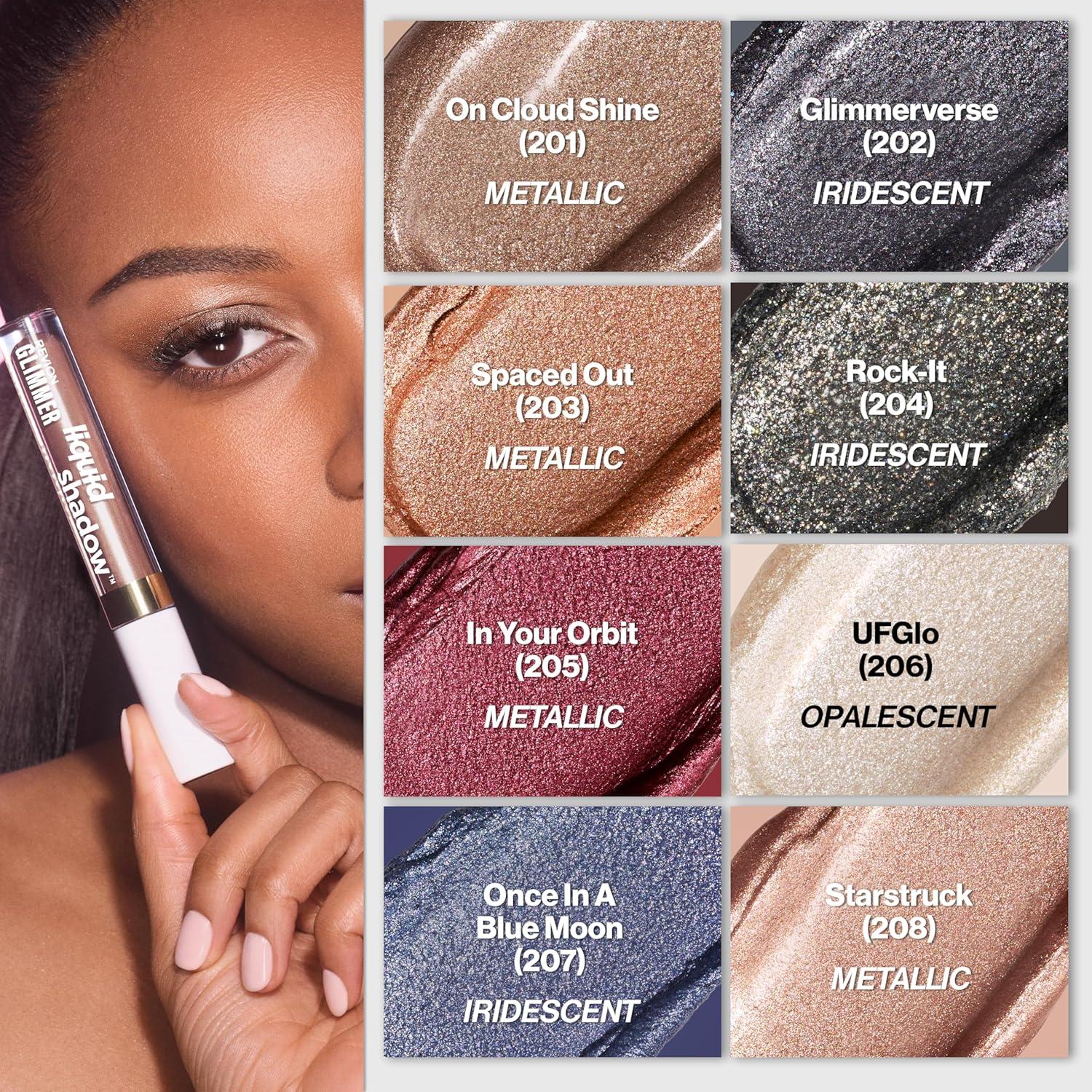 imageREVLON Glimmer Liquid Shadow SmudgeProof Shimmer Eyeshadow Makeup Long Lasting High Pigment 203 Spaced OutSpaced Out