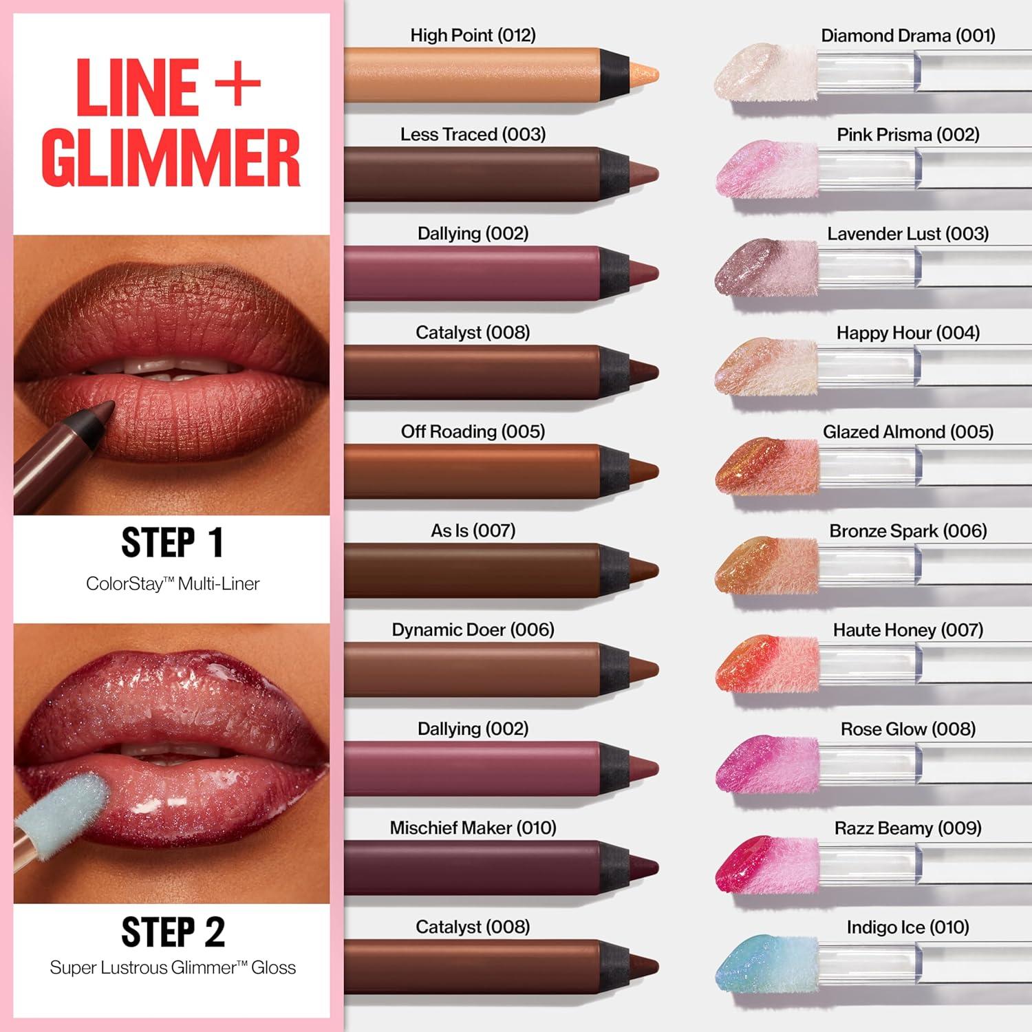 imageREVLON Super Lustrous Glimmer Gloss NonSticky Lip Gloss HighShine Finish PlantBased Glitter 006 Bronze Spark 013 fl oz009 Razz Beamy