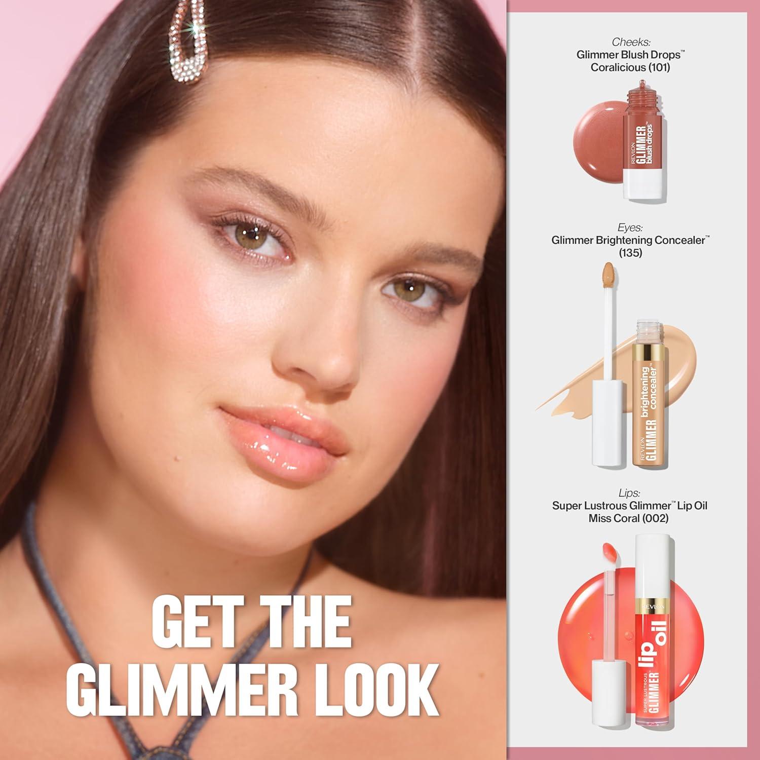 imageREVLON Super Lustrous Glimmer Lip Oil Moisturizing ampamp Tinted Shiny Finish Made with PlantBased Squalane 003 Glow Mama 013 fl oz006 Plum Pop
