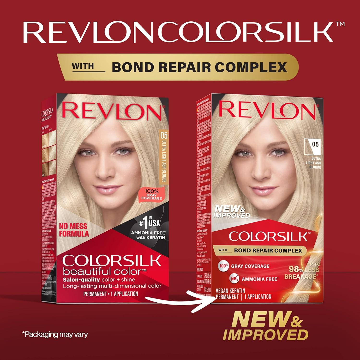 imageRevlon ColorSilk with Bond Repair Complex Blonde Permanent Hair Color 100 Gray Coverage Ammonia Free Hair Dye Vegan Keratin 04 Ultra Light Natural Blonde Pack of 305 Ultra Light Ash Blonde