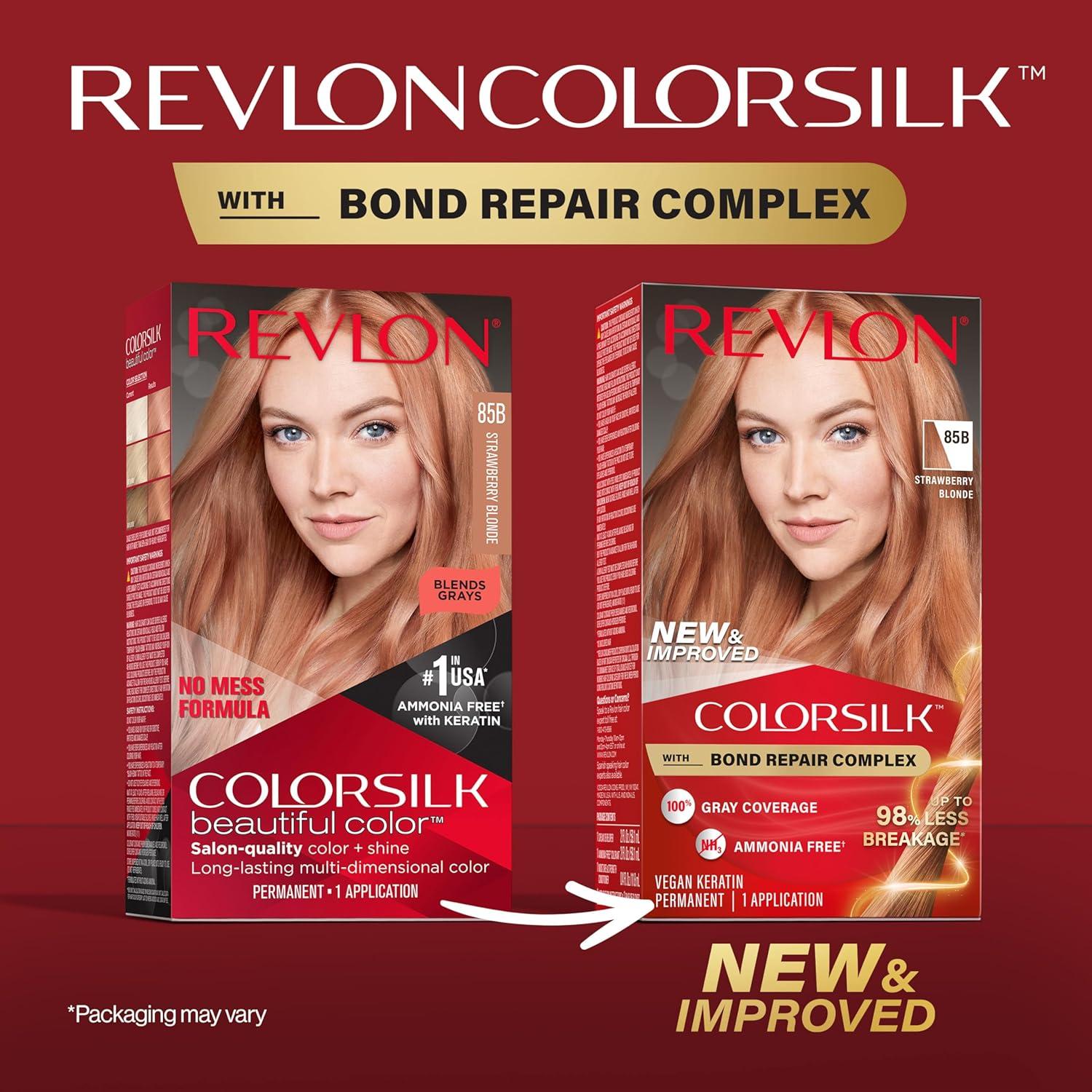 imageRevlon ColorSilk with Bond Repair Complex Blonde Permanent Hair Color 100 Gray Coverage Ammonia Free Hair Dye Vegan Keratin 04 Ultra Light Natural Blonde Pack of 385B Strawberry Blonde