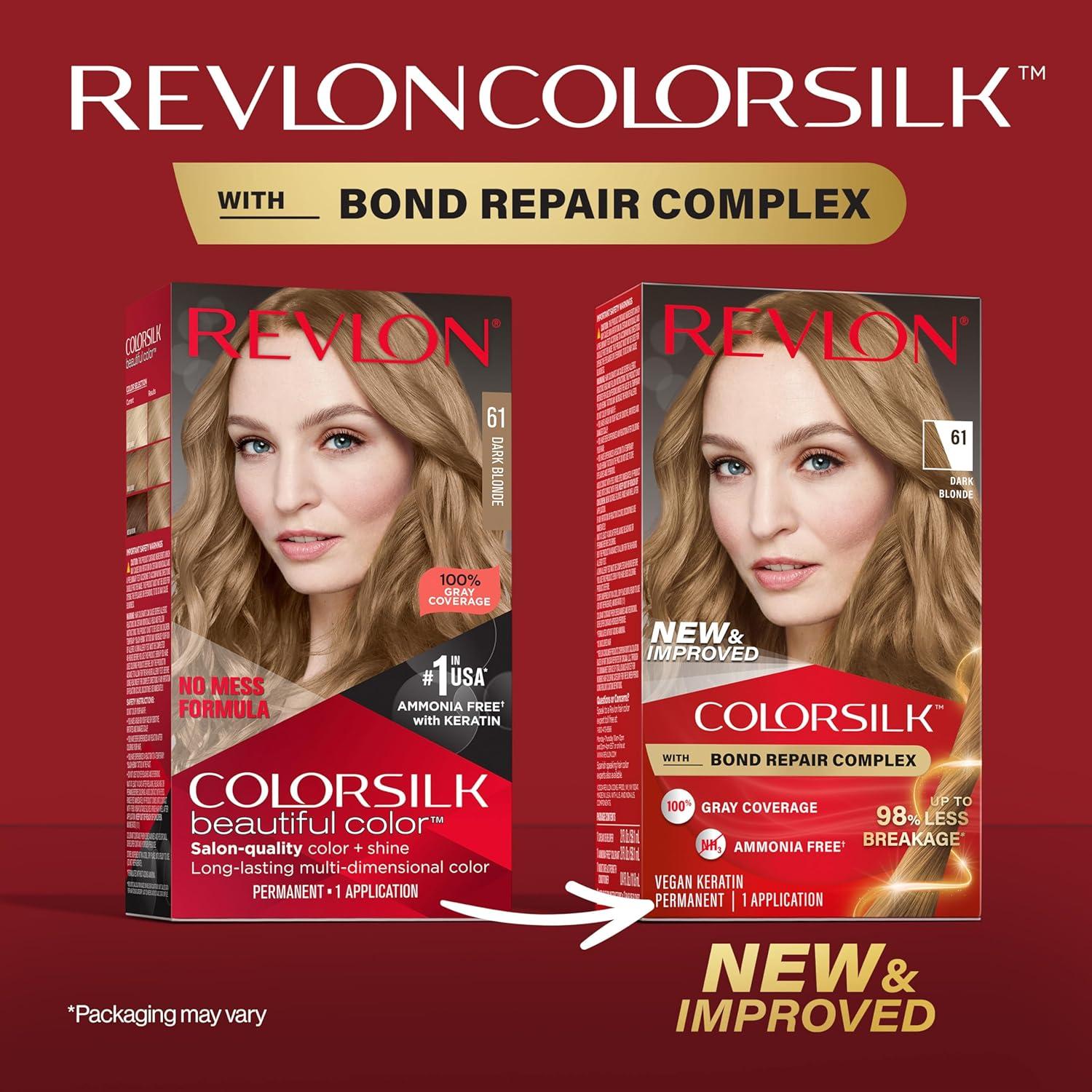 imageRevlon ColorSilk with Bond Repair Complex Blonde Permanent Hair Color 100 Gray Coverage Ammonia Free Hair Dye Vegan Keratin 04 Ultra Light Natural Blonde Pack of 361 Dark Blonde