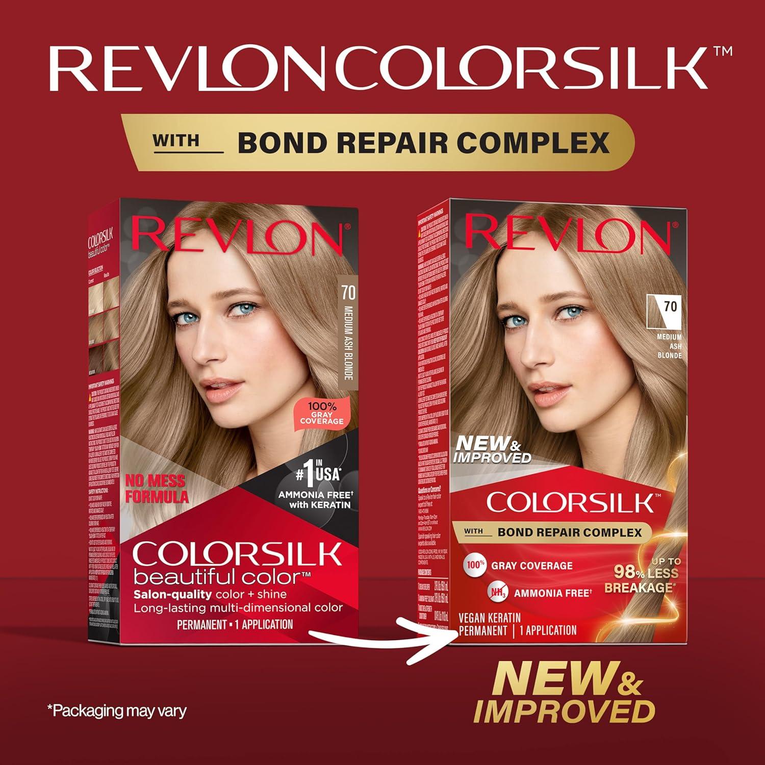 imageRevlon ColorSilk with Bond Repair Complex Blonde Permanent Hair Color 100 Gray Coverage Ammonia Free Hair Dye Vegan Keratin 04 Ultra Light Natural Blonde Pack of 370 Medium Ash Blonde