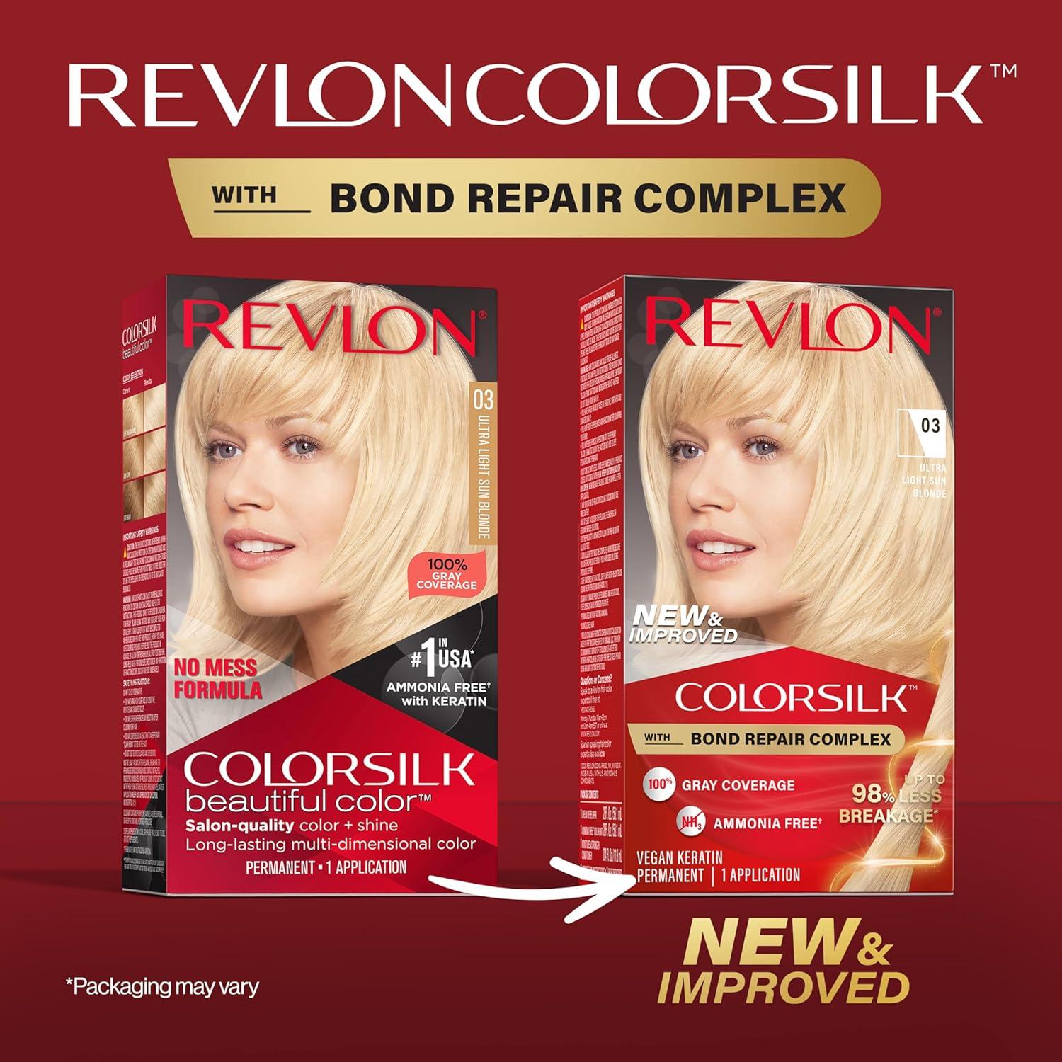 imageRevlon ColorSilk with Bond Repair Complex Blonde Permanent Hair Color 100 Gray Coverage Ammonia Free Hair Dye Vegan Keratin 04 Ultra Light Natural Blonde Pack of 303 Ultra Light Sun Blonde