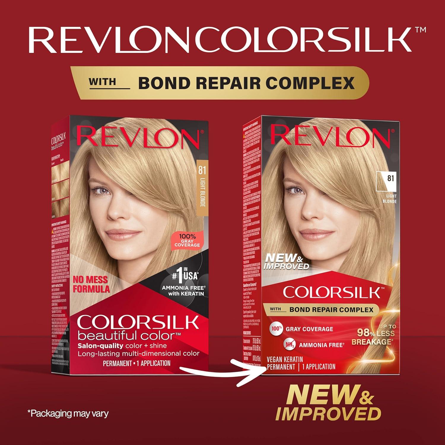 imageRevlon ColorSilk with Bond Repair Complex Blonde Permanent Hair Color 100 Gray Coverage Ammonia Free Hair Dye Vegan Keratin 04 Ultra Light Natural Blonde Pack of 381 Light Blonde