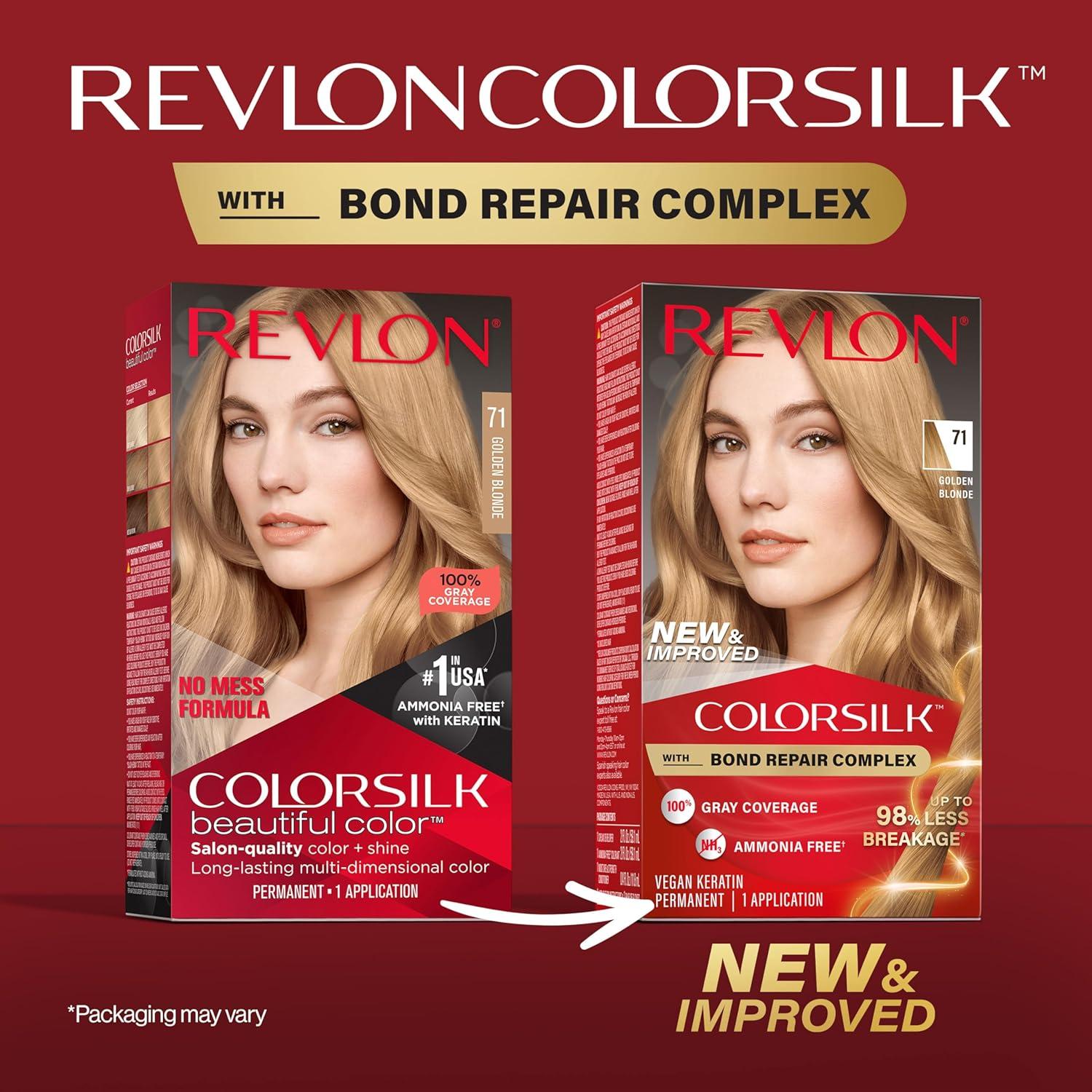 imageRevlon ColorSilk with Bond Repair Complex Blonde Permanent Hair Color 100 Gray Coverage Ammonia Free Hair Dye Vegan Keratin 04 Ultra Light Natural Blonde Pack of 371 Golden Blonde