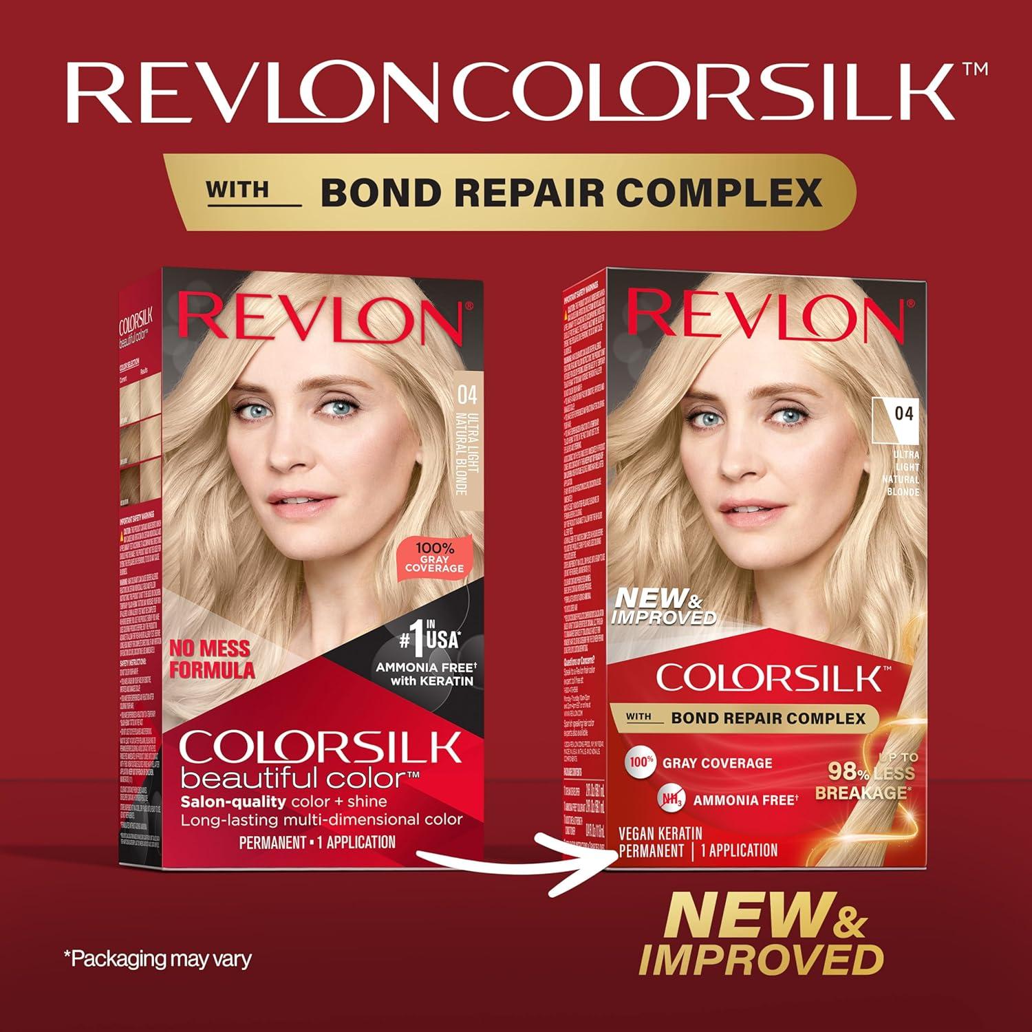 imageRevlon ColorSilk with Bond Repair Complex Blonde Permanent Hair Color 100 Gray Coverage Ammonia Free Hair Dye Vegan Keratin 04 Ultra Light Natural Blonde Pack of 304 Ultra Light Natural Blonde