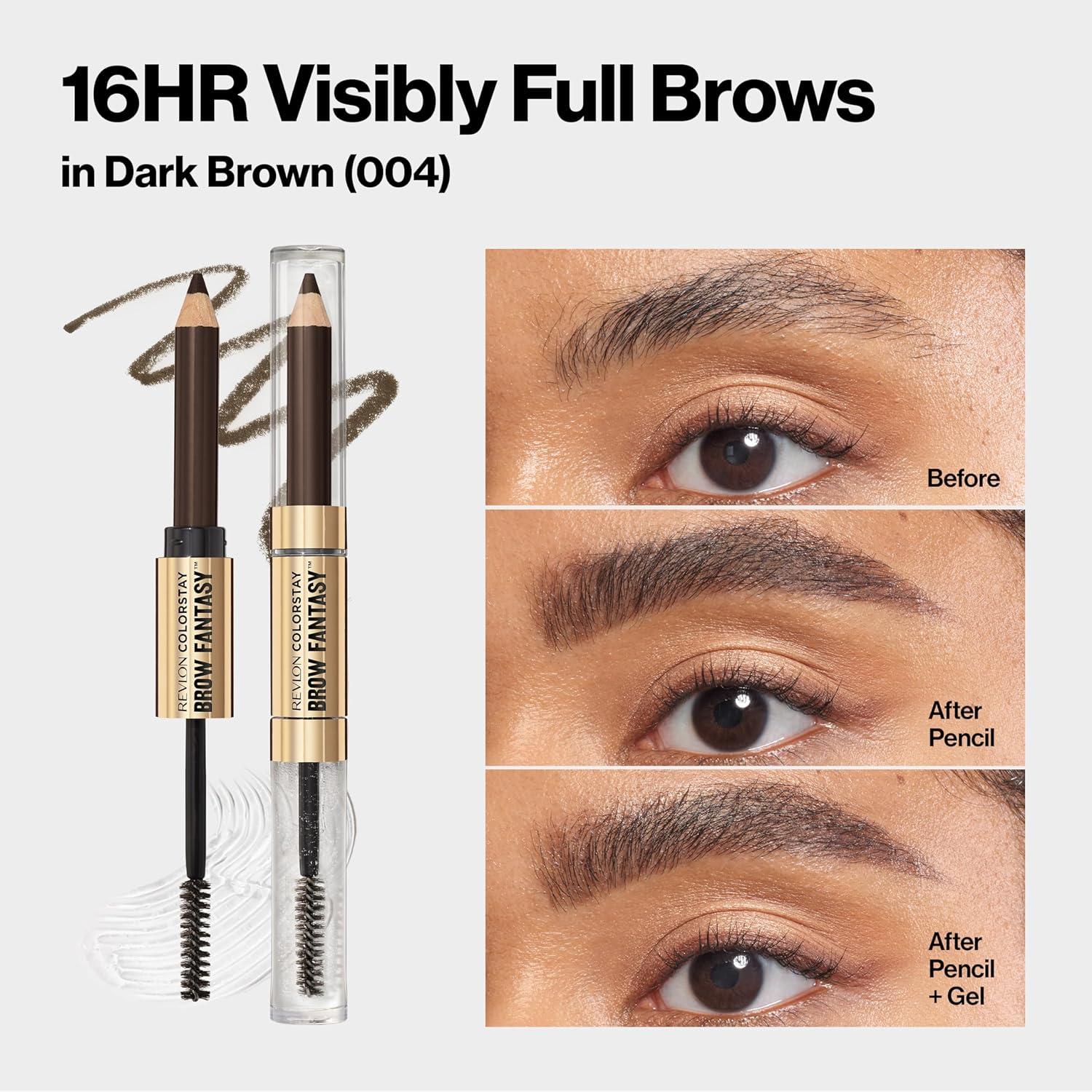 imageRevlon ColorStay Brow Fantasy All In One Eyebrow Powder Pencil with Shaping Clear Gel Gel Infused with Panthenol Smudgeproof 16HR Visibly Full Brows 001 Ash BlondeDark Brown