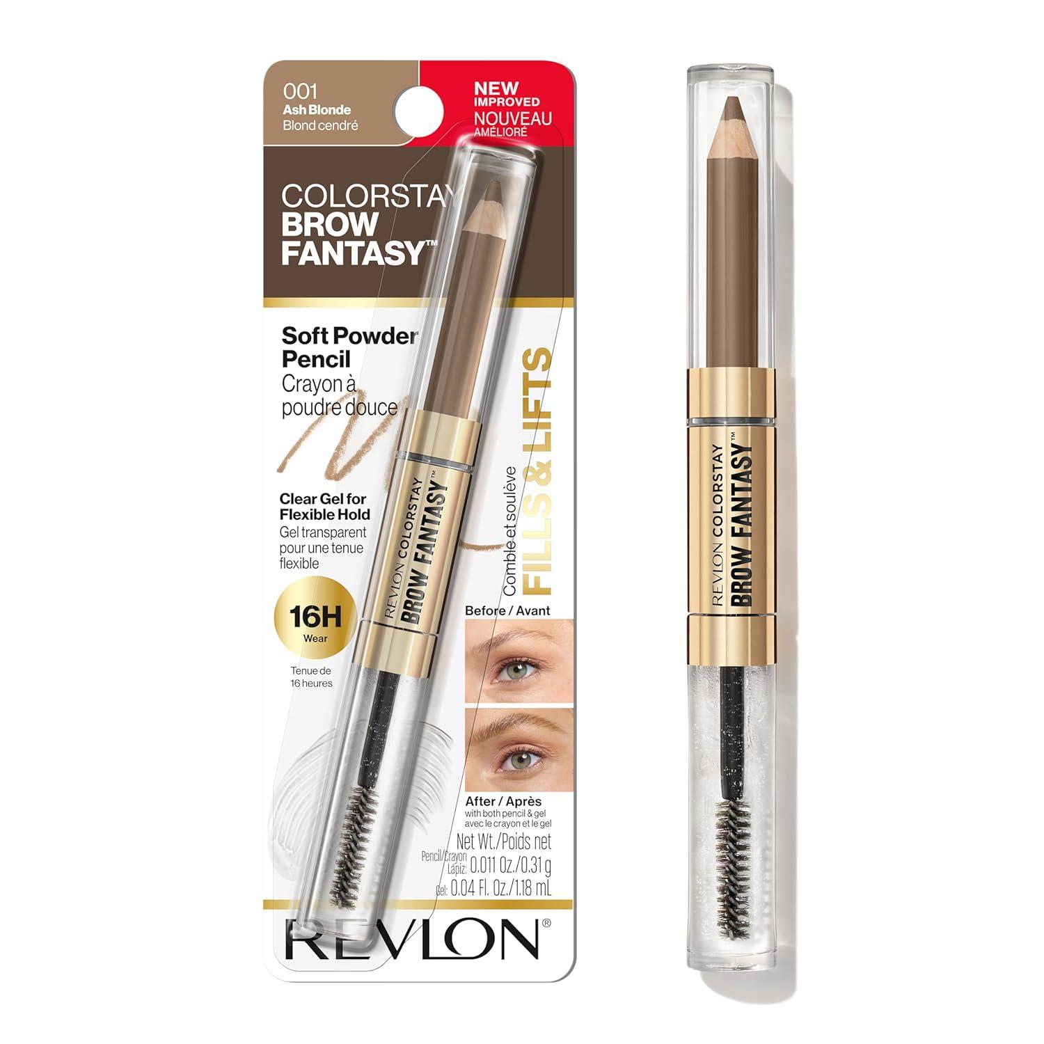 imageRevlon ColorStay Brow Fantasy All In One Eyebrow Powder Pencil with Shaping Clear Gel Gel Infused with Panthenol Smudgeproof 16HR Visibly Full Brows 001 Ash BlondeAsh Blonde