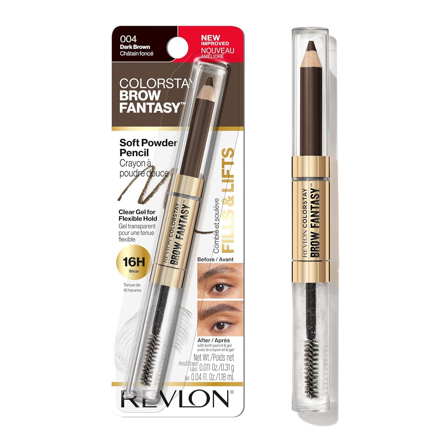 imageRevlon ColorStay Brow Fantasy All In One Eyebrow Powder Pencil with Shaping Clear Gel Gel Infused with Panthenol Smudgeproof 16HR Visibly Full Brows 001 Ash BlondeDark Brown