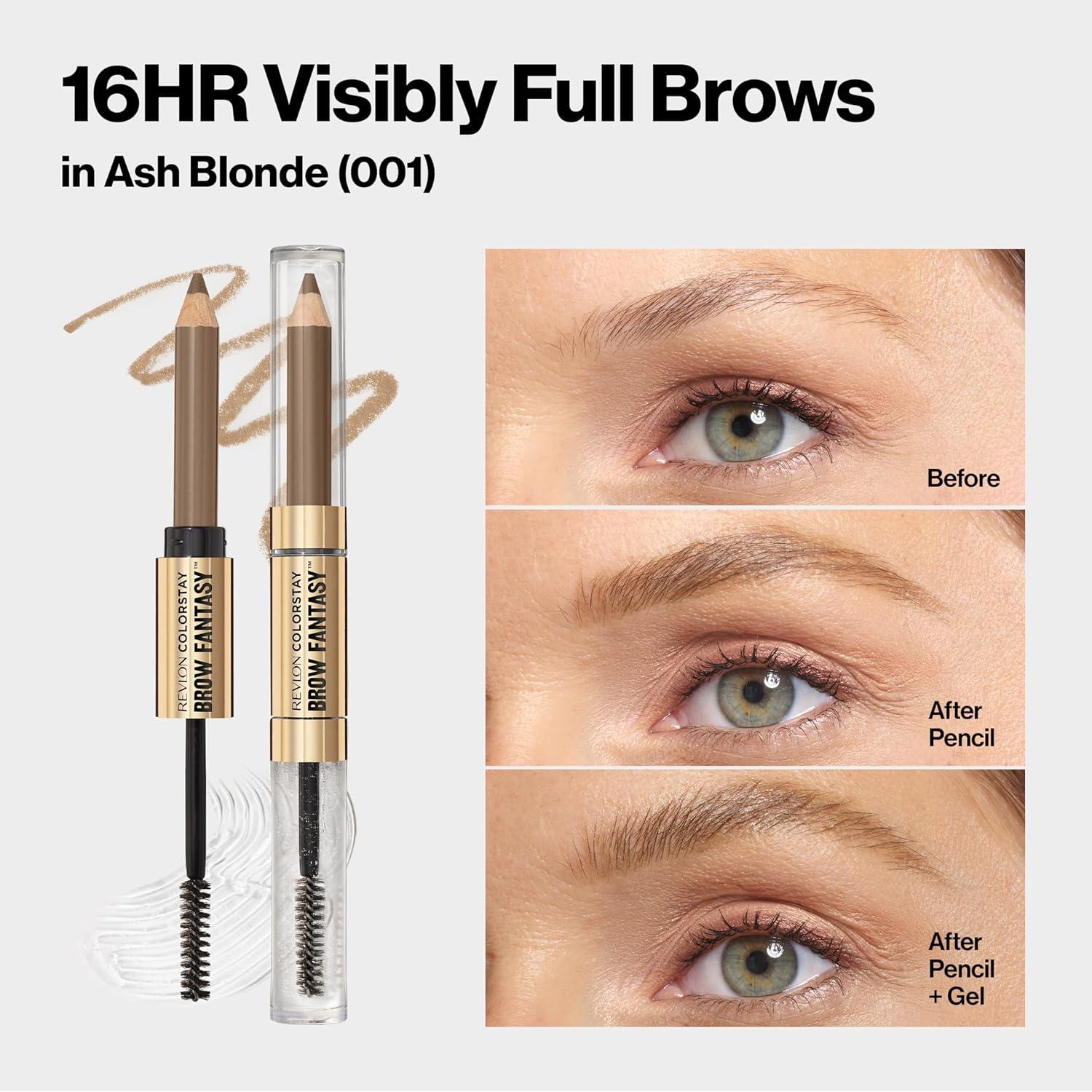 imageRevlon ColorStay Brow Fantasy All In One Eyebrow Powder Pencil with Shaping Clear Gel Gel Infused with Panthenol Smudgeproof 16HR Visibly Full Brows 001 Ash BlondeAsh Blonde