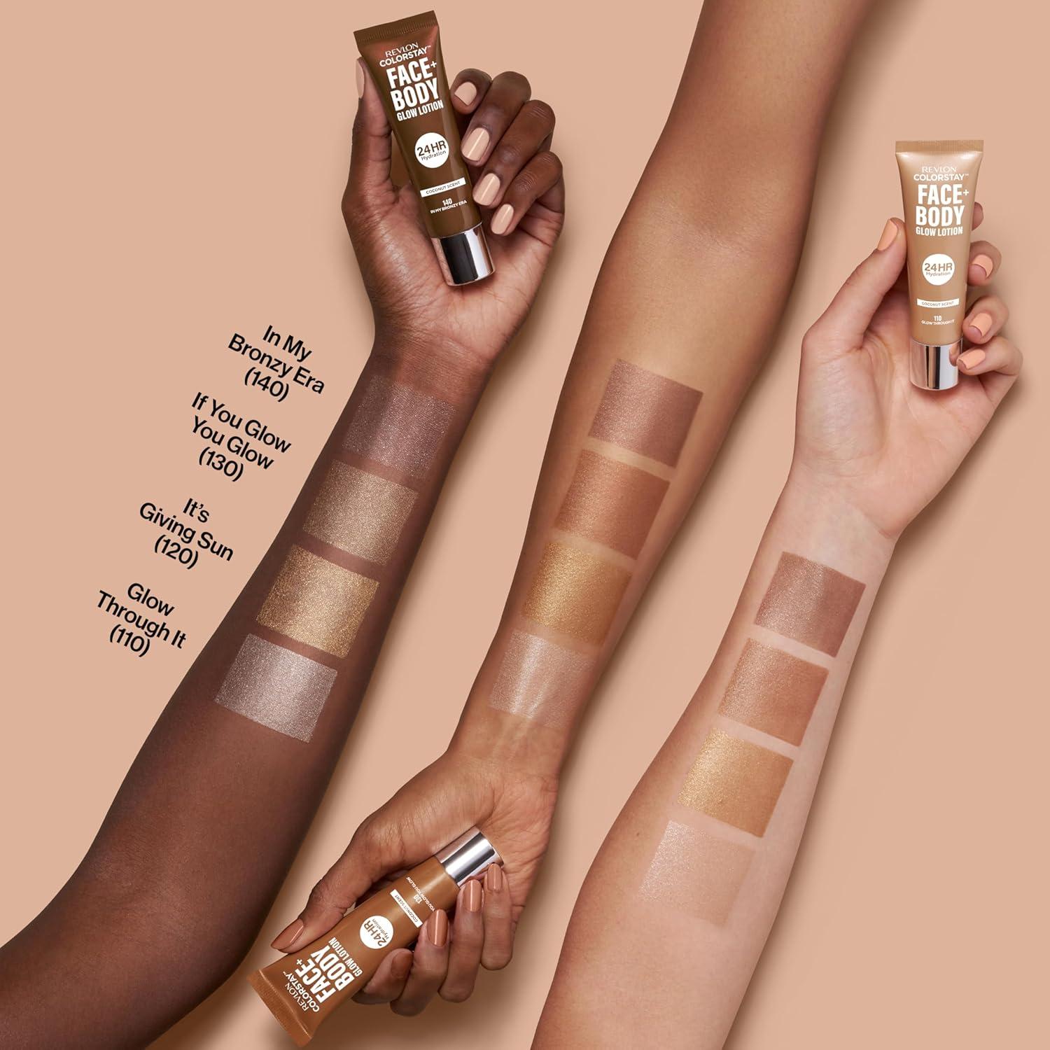 imageRevlon ColorStay Face ampamp Body Glow Lotion Hydrating Glow Moisturizer 24HR Hydration Illuminating Luminizing Shimmer 120 Its Giving Sun120 Its Giving Sun