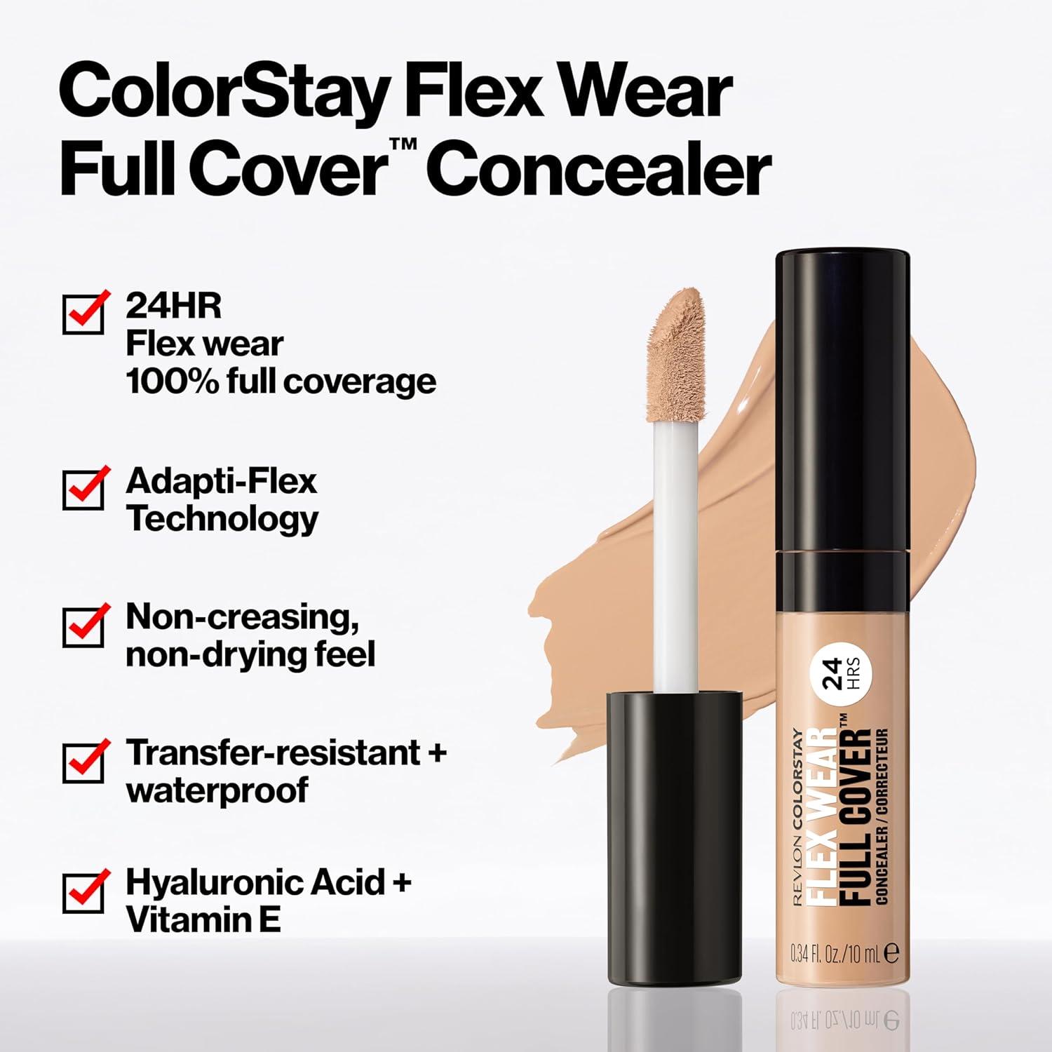 imageRevlon ColorStay Flex Wear Full Cover NonCreasing Concealer Infused with Hyaluronic Acid ampamp Vitamin E Flexible Longwear 060 Deep 034 Fl Oz055 Latte