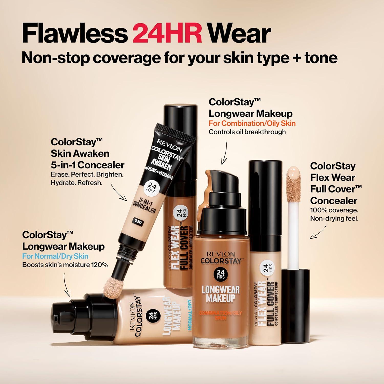 imageRevlon ColorStay Flex Wear Full Cover NonCreasing Concealer Infused with Hyaluronic Acid ampamp Vitamin E Flexible Longwear 060 Deep 034 Fl OzMedium