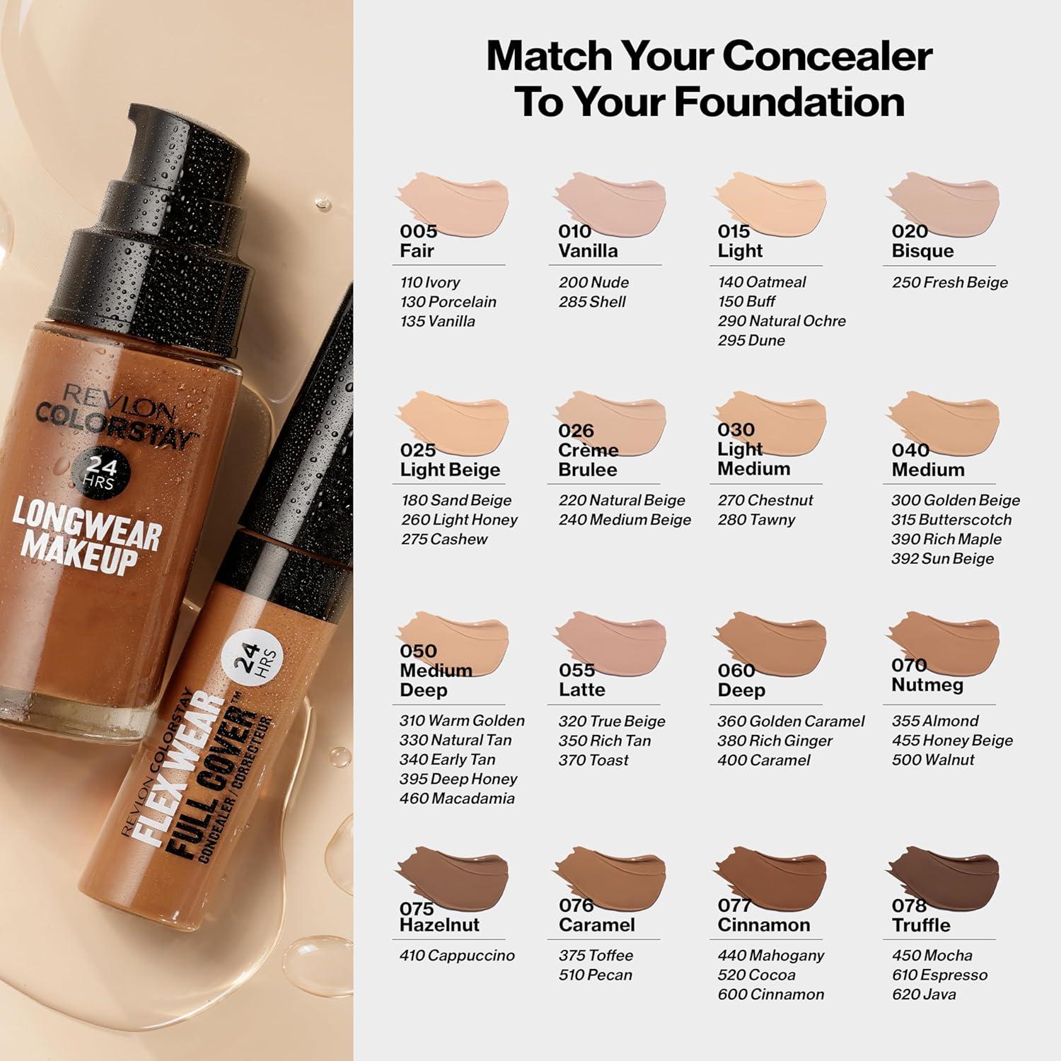 imageRevlon ColorStay Flex Wear Full Cover NonCreasing Concealer Infused with Hyaluronic Acid ampamp Vitamin E Flexible Longwear 060 Deep 034 Fl OzVanilla