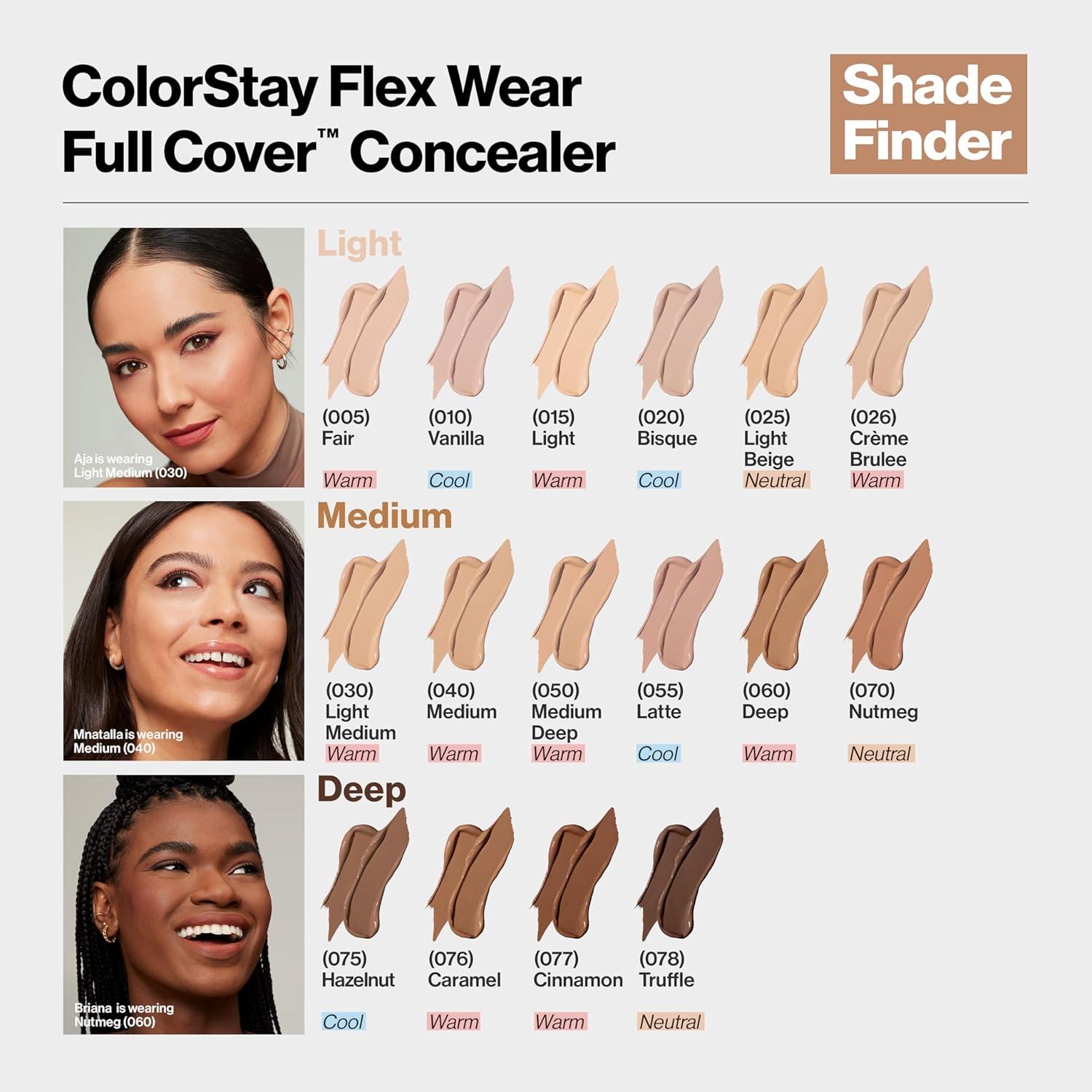 imageRevlon ColorStay Flex Wear Full Cover NonCreasing Concealer Infused with Hyaluronic Acid ampamp Vitamin E Flexible Longwear 060 Deep 034 Fl OzVanilla
