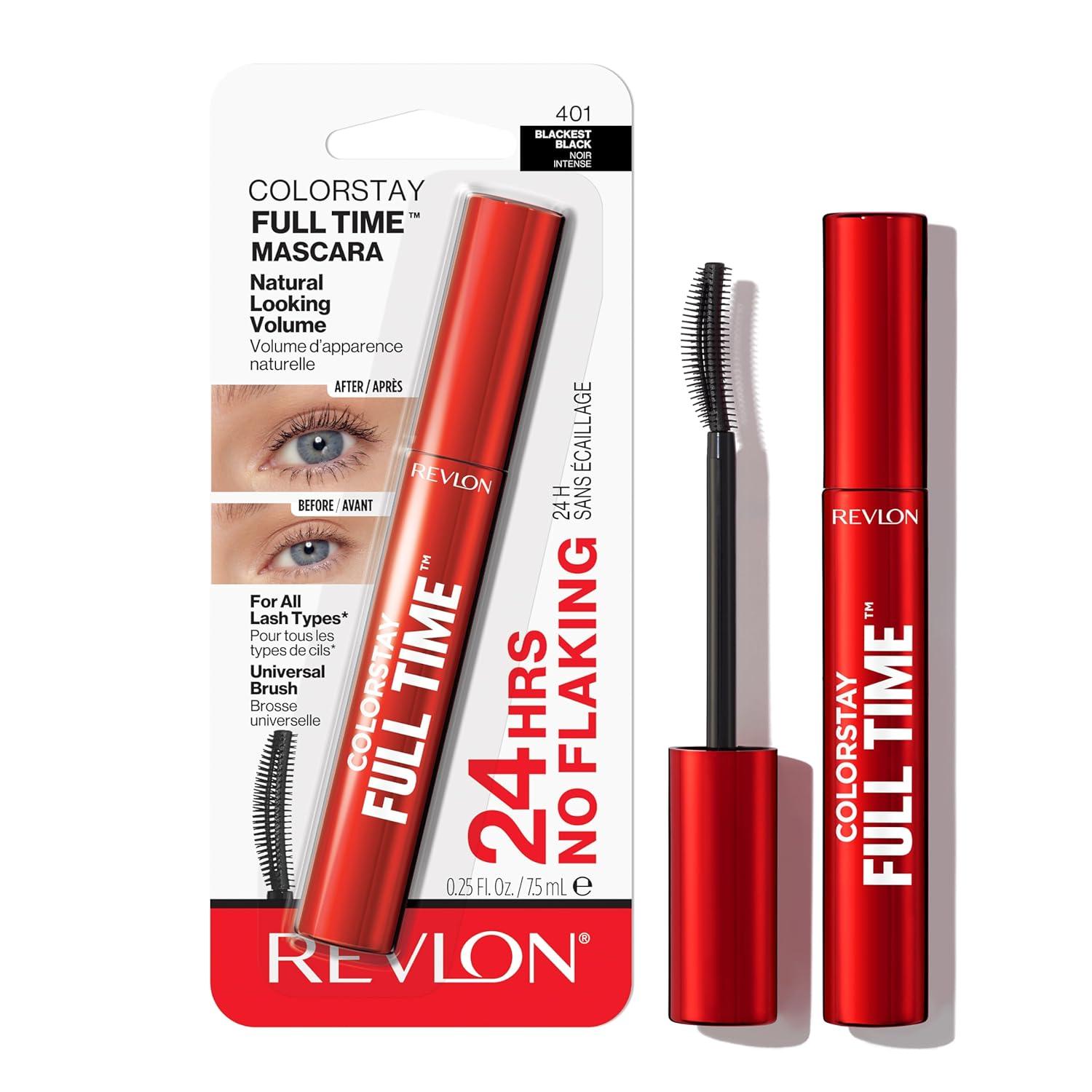 imageRevlon ColorStay Full Time Mascara Volumizing Eye Makeup 24 Hour Wear SmudgeProof NonClumping and FlakeFree Formula 401 Blackest Black401 Blackest Black
