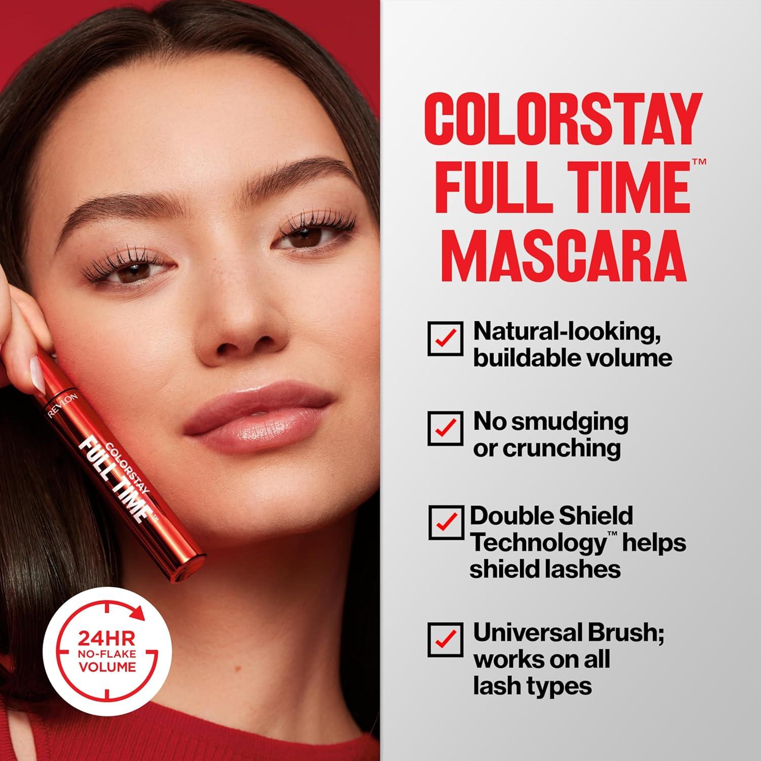 imageRevlon ColorStay Full Time Mascara Volumizing Eye Makeup 24 Hour Wear SmudgeProof NonClumping and FlakeFree Formula 401 Blackest Black402 Black Brown