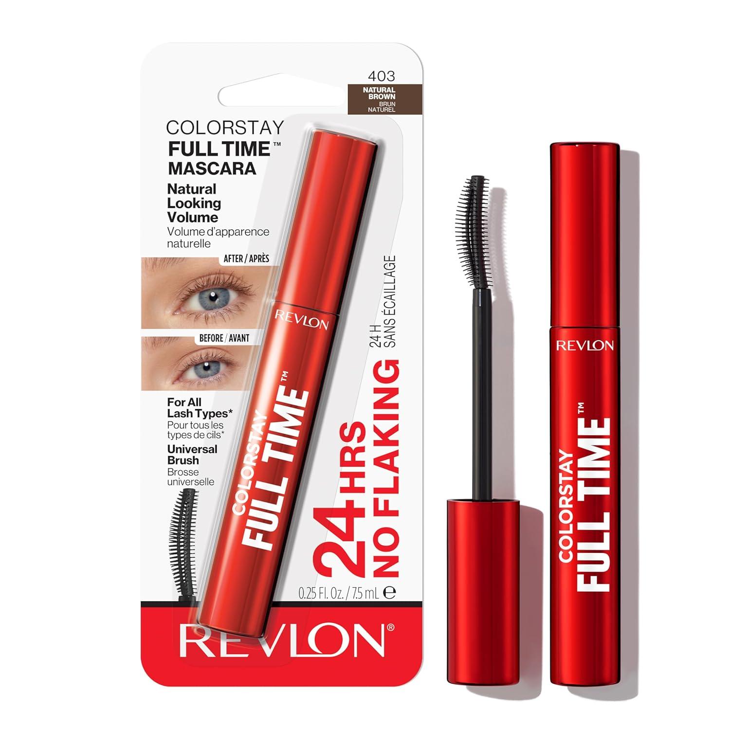 imageRevlon ColorStay Full Time Mascara Volumizing Eye Makeup 24 Hour Wear SmudgeProof NonClumping and FlakeFree Formula 401 Blackest Black403 Natural Brown