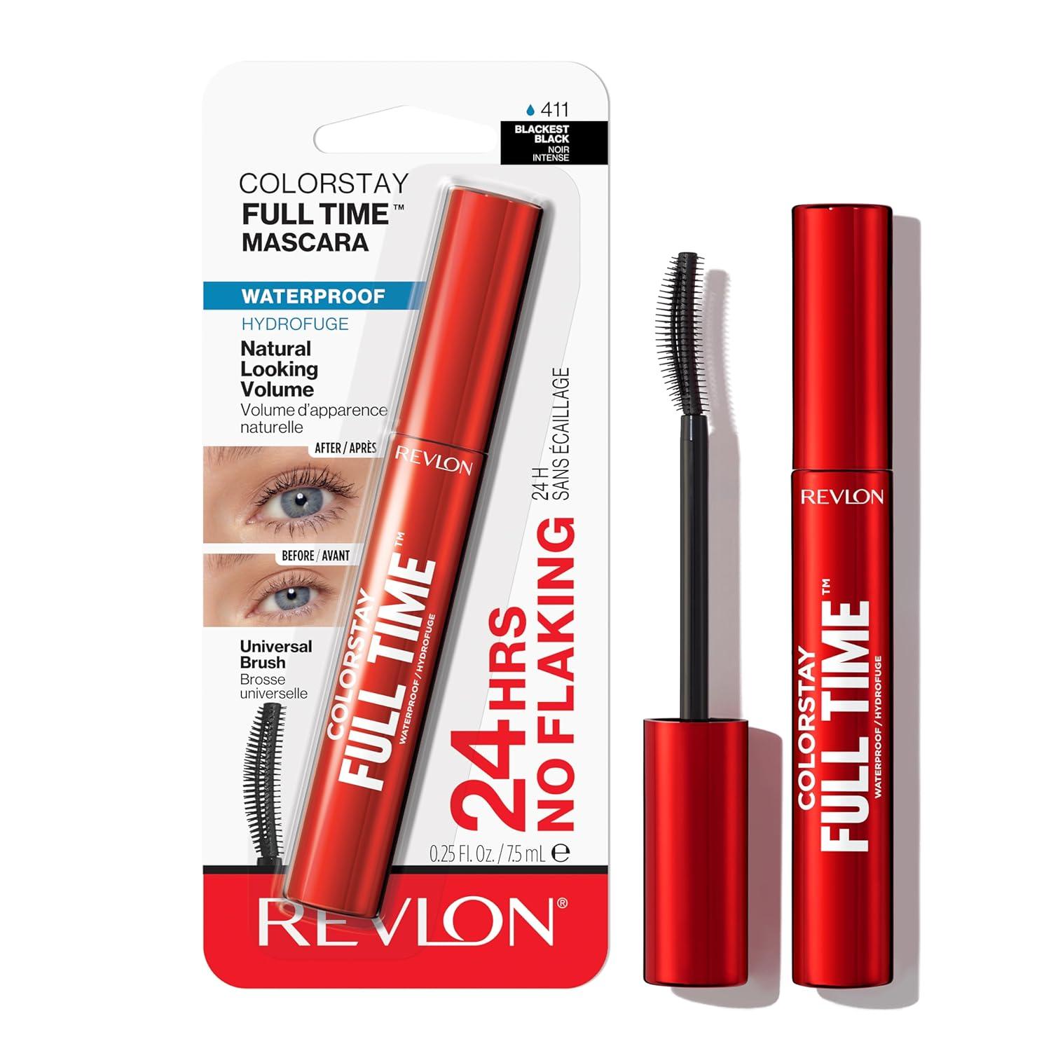 imageRevlon ColorStay Full Time Mascara Volumizing Eye Makeup 24 Hour Wear SmudgeProof NonClumping and FlakeFree Formula 401 Blackest Black411 Blackest Black Waterproof