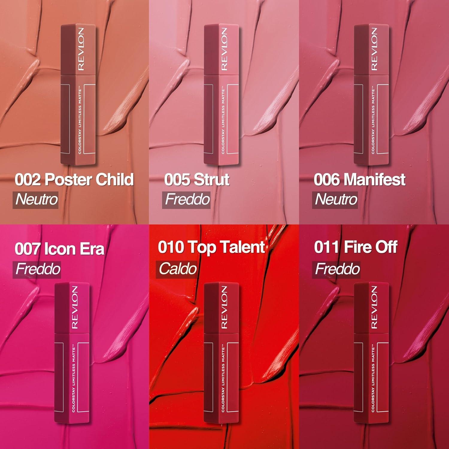 imageRevlon ColorStay Limitless Matte Liquid Lipstick Vegan Formula NoBudge Longwear Lip Color Long Lasting LightweightComfortable Waterproof 005 Strut 017 fl oz011 Fire Off