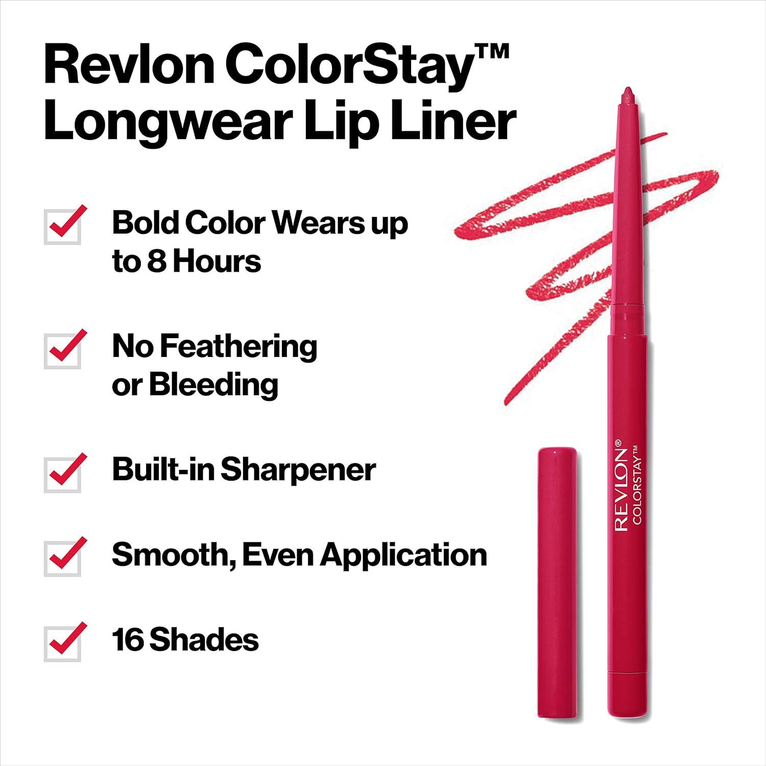 imageRevlon Colorstay Lip Liner Makeup with BuiltinSharpener Longwear Rich Colors Smooth Application 660 Mauve 001 ozNudes 010