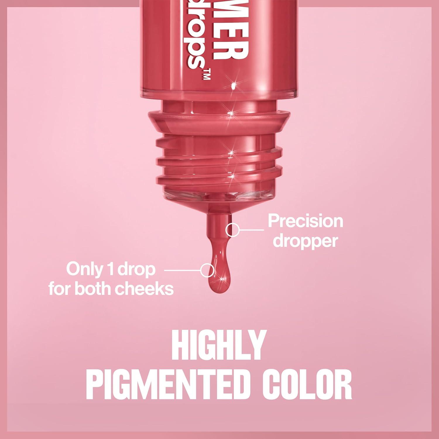 imageRevlon Glimmer Blush Drops Liquid Blush for Cheeks Liquid to Velvety Powder Finish Glowy High Pigment 102 Pink It Over 032 fl oz103 Field of Roses