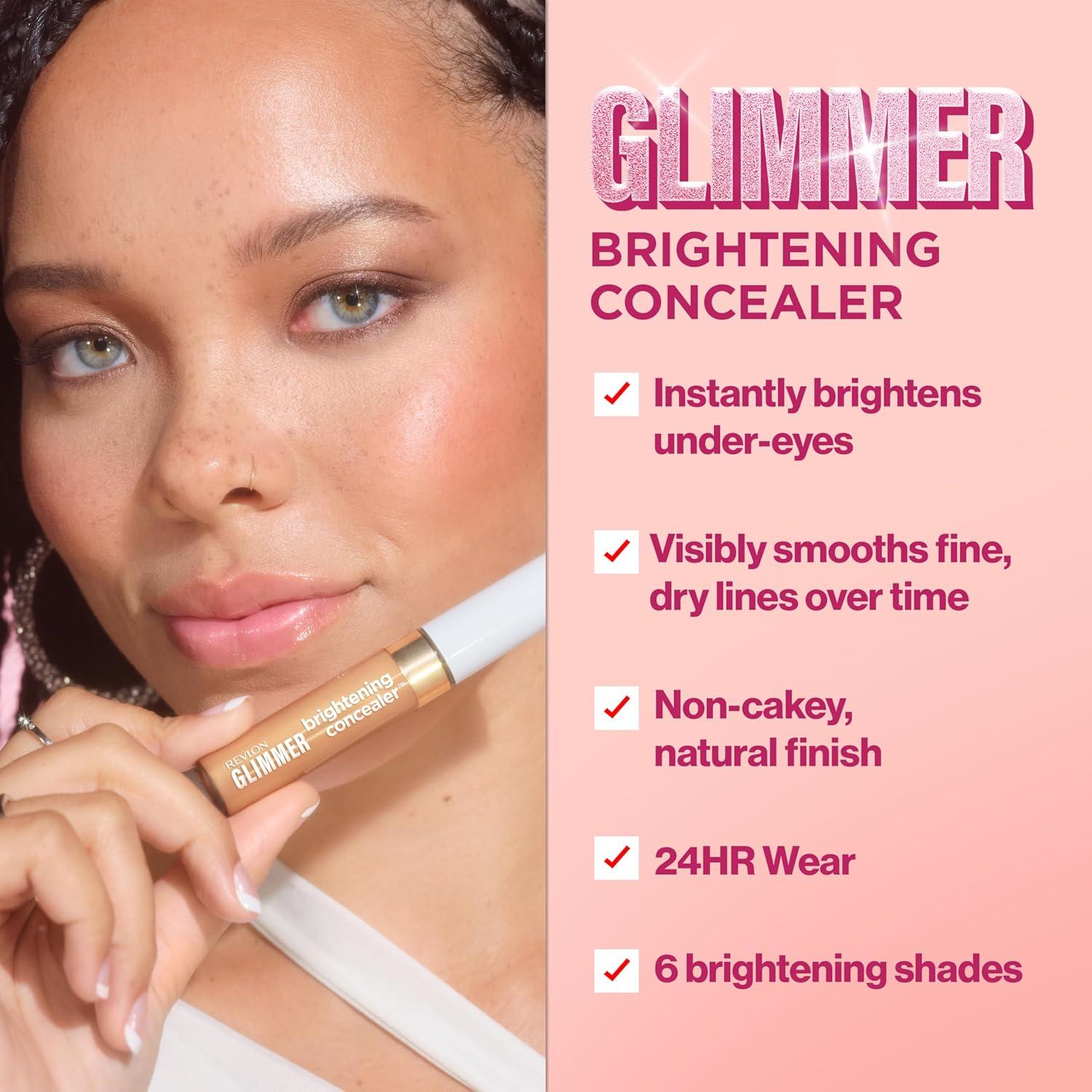 imageRevlon Glimmer Brightening Concealer Liquid Under Eye Makeup Made with Caffeine Vitamin C ampamp Stevioside 165 03 fl oz175
