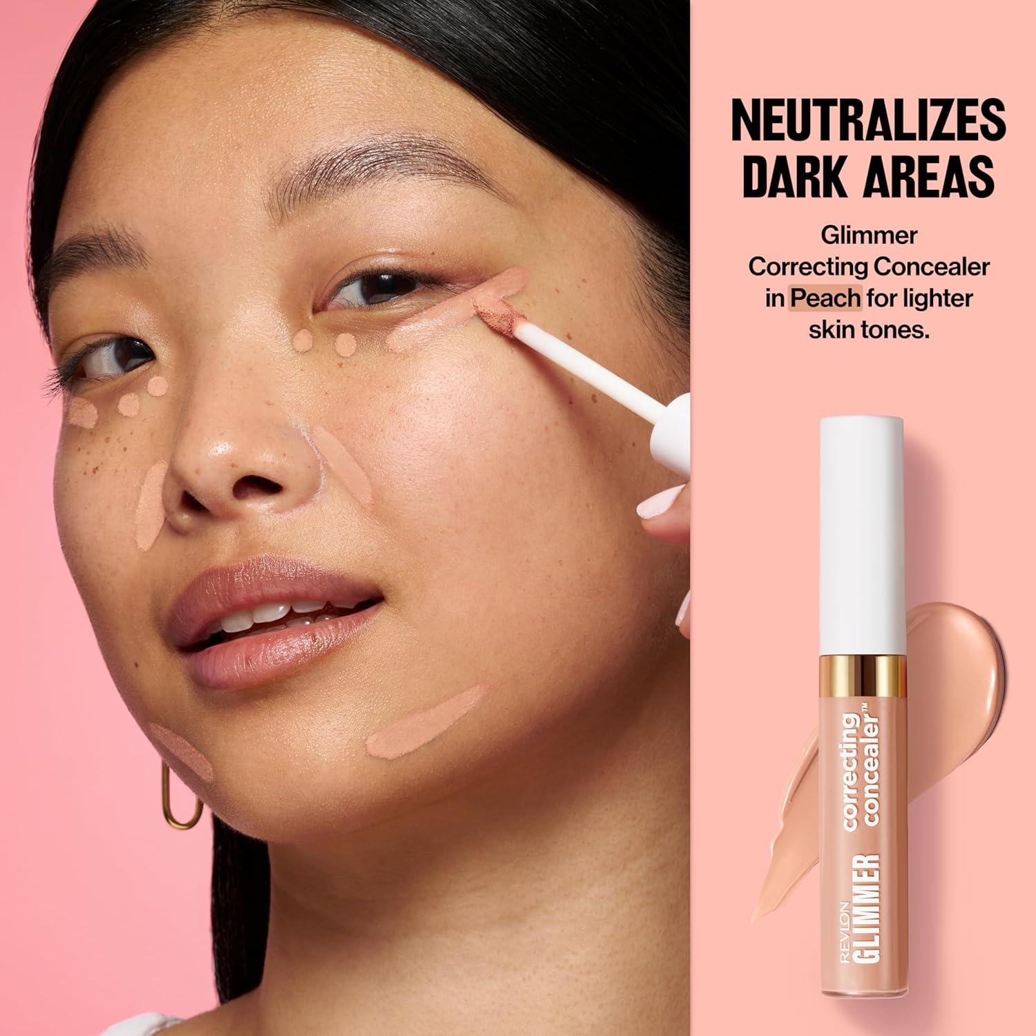 imageRevlon Glimmer Brightening Concealer Liquid Under Eye Makeup Made with Caffeine Vitamin C ampamp Stevioside 165 03 fl ozPeach