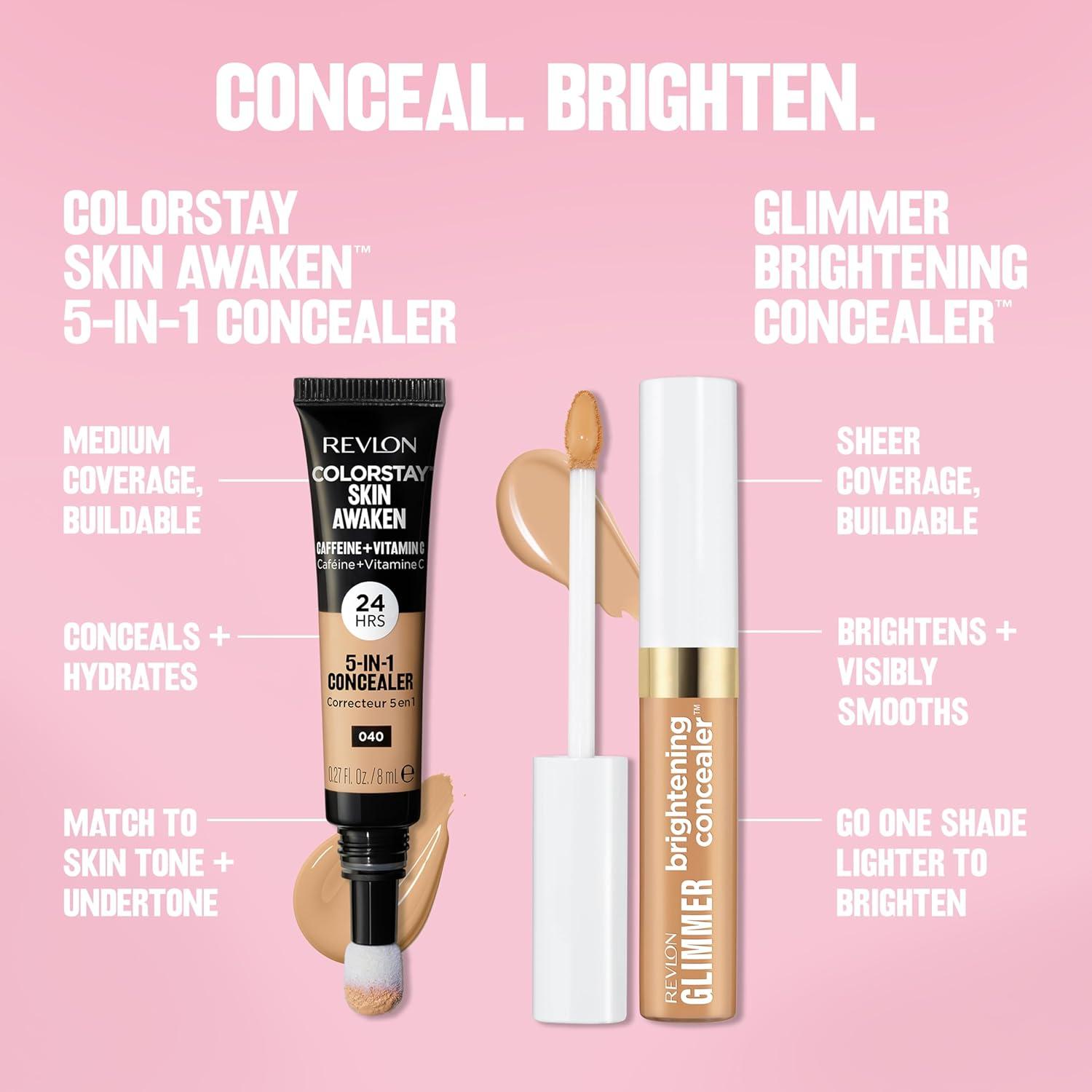 imageRevlon Glimmer Brightening Concealer Liquid Under Eye Makeup Made with Caffeine Vitamin C ampamp Stevioside 165 03 fl ozPink