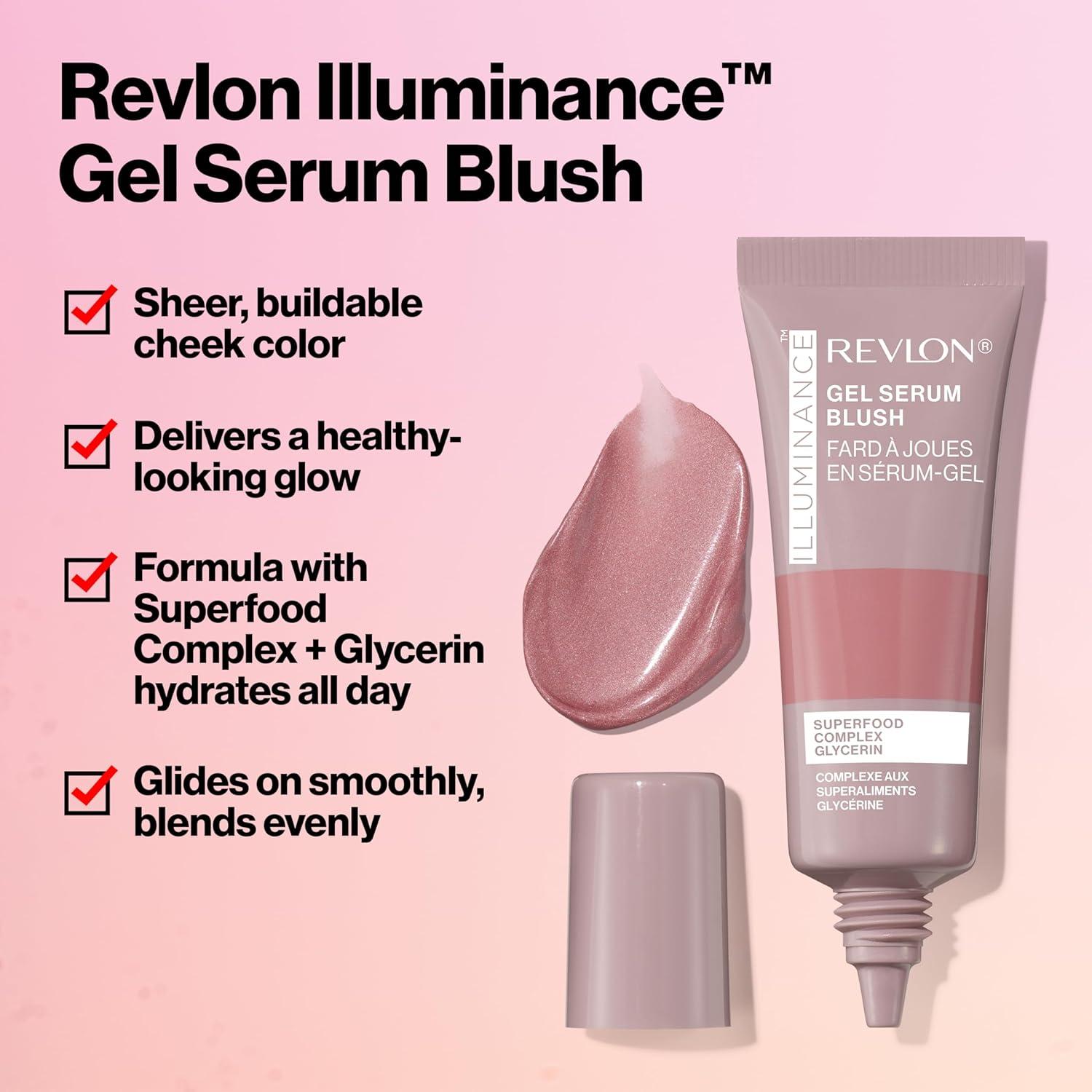 imageRevlon Illuminance Gel Serum Blush Visibly Plump Cheeks Dewy Finish and Hydrates All Day 120 Striking Rose 037 fl oz140 Brilliant Berry