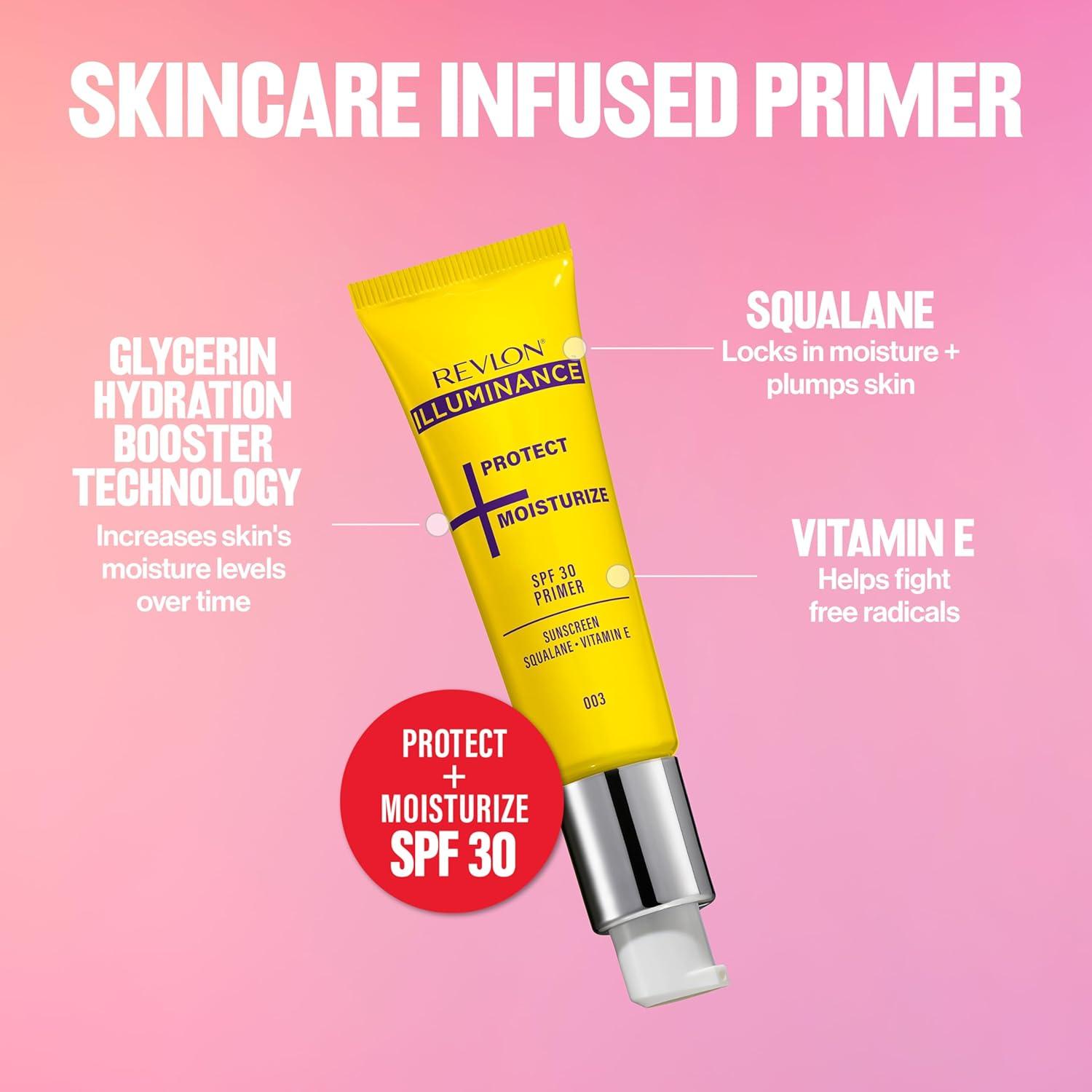 imageRevlon Illuminance Moisturizing Primer with SPF 30 Face Makeup Primer with Sunscreen Squalane ampamp Vitamin E No White Cast Transparent Finish 003 095 fl oz