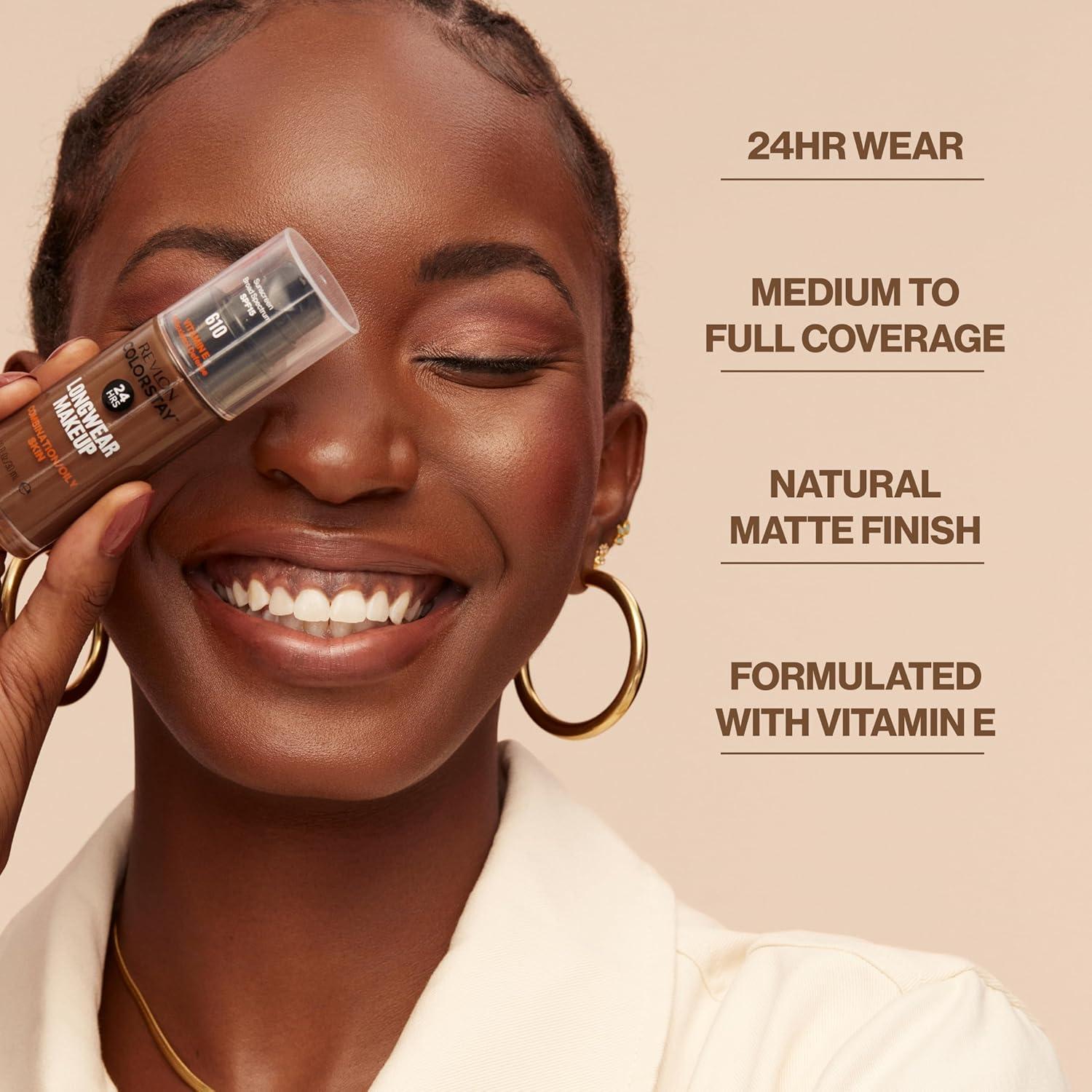 imageRevlon Liquid Foundation ColorStay Face Makeup for Combination ampamp Oily Skin SPF 15 MediumFull Coverage with Matte Finish Light Honey 260 10 oz390 Rich Maple