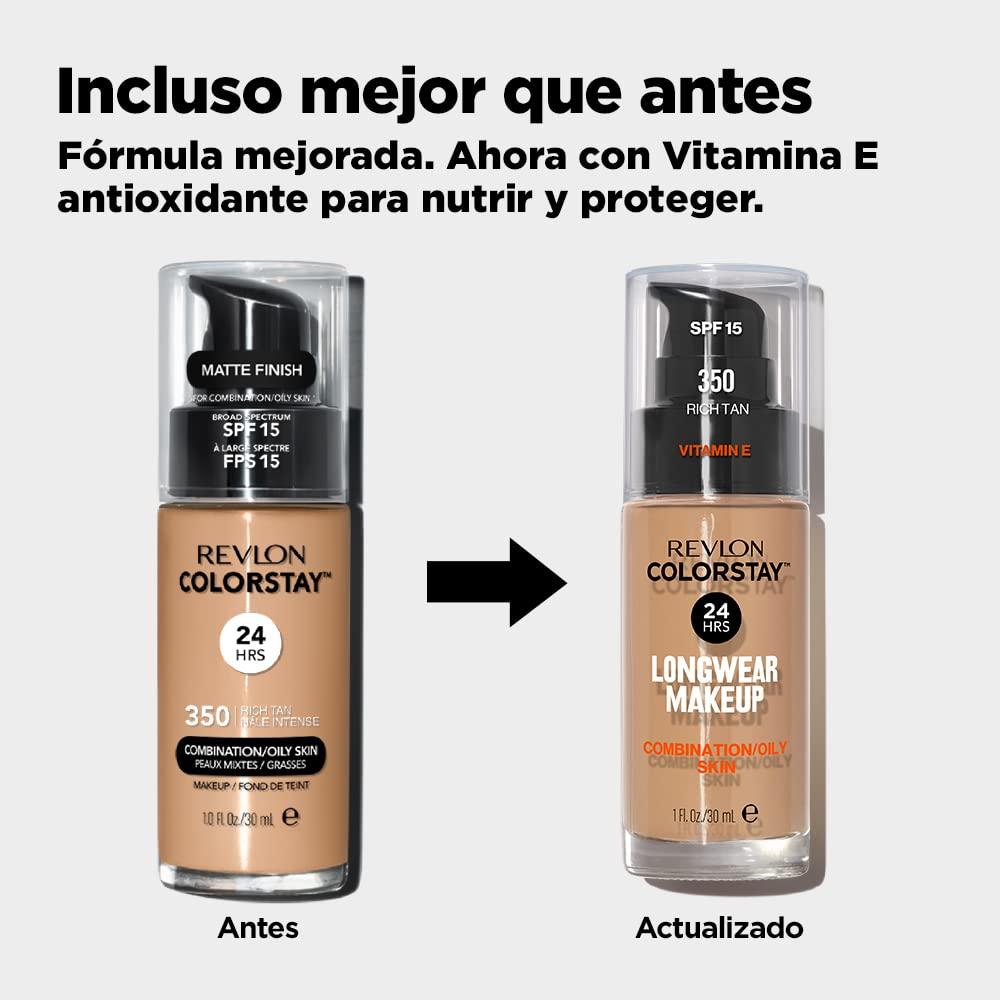 imageRevlon Liquid Foundation ColorStay Face Makeup for Combination ampamp Oily Skin SPF 15 MediumFull Coverage with Matte Finish Light Honey 260 10 ozTan
