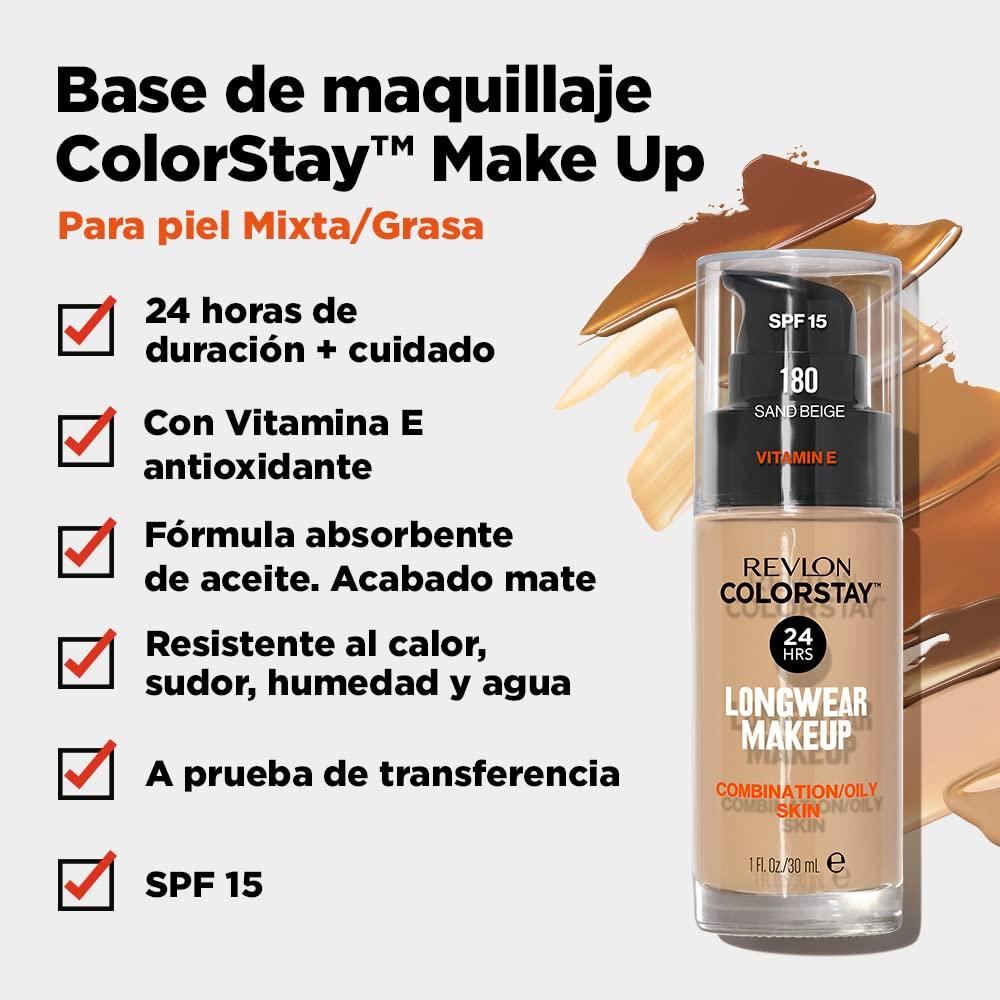 imageRevlon Liquid Foundation ColorStay Face Makeup for Combination ampamp Oily Skin SPF 15 MediumFull Coverage with Matte Finish Light Honey 260 10 ozTan