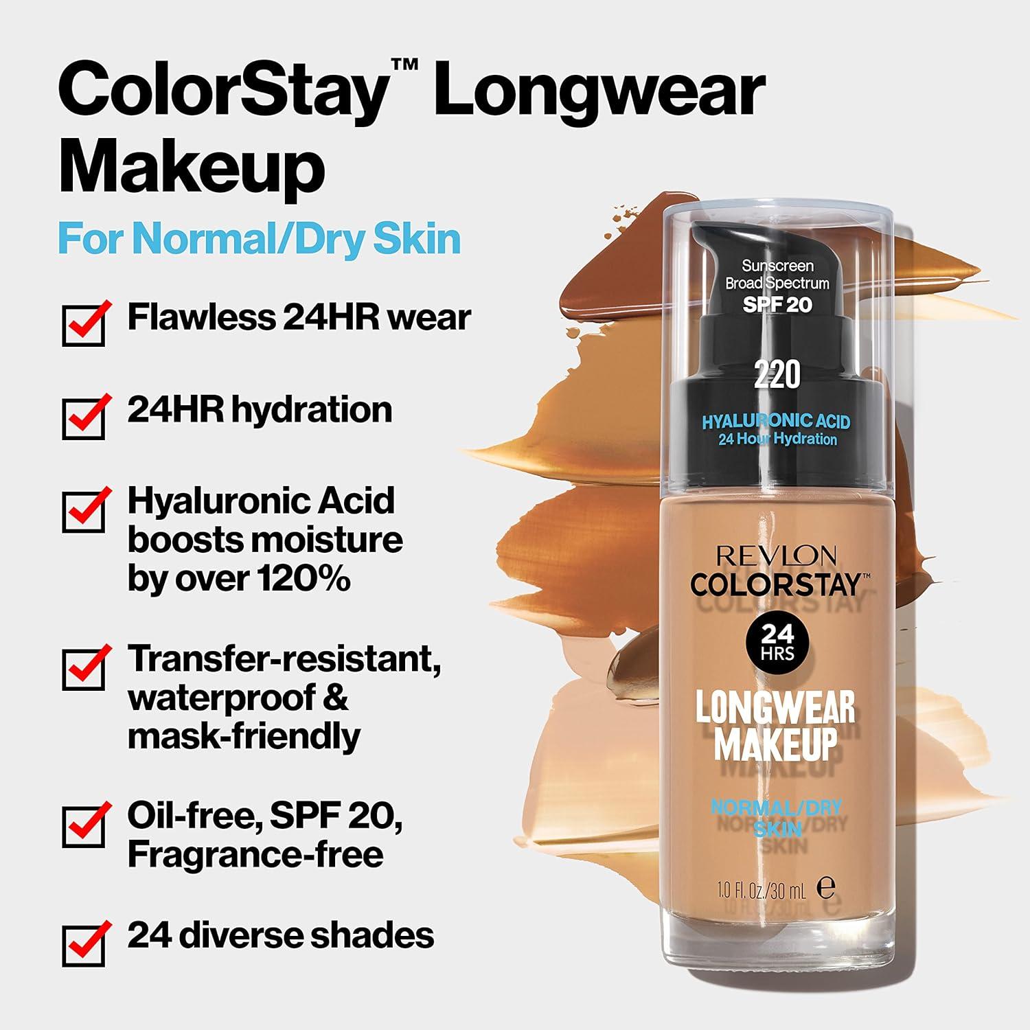 imageRevlon Liquid Foundation ColorStay Face Makeup for Normal ampamp Dry Skin SPF 20 Longwear MediumFull Coverage with Natural Finish 110 Ivory 1 fl oz400 Caramel