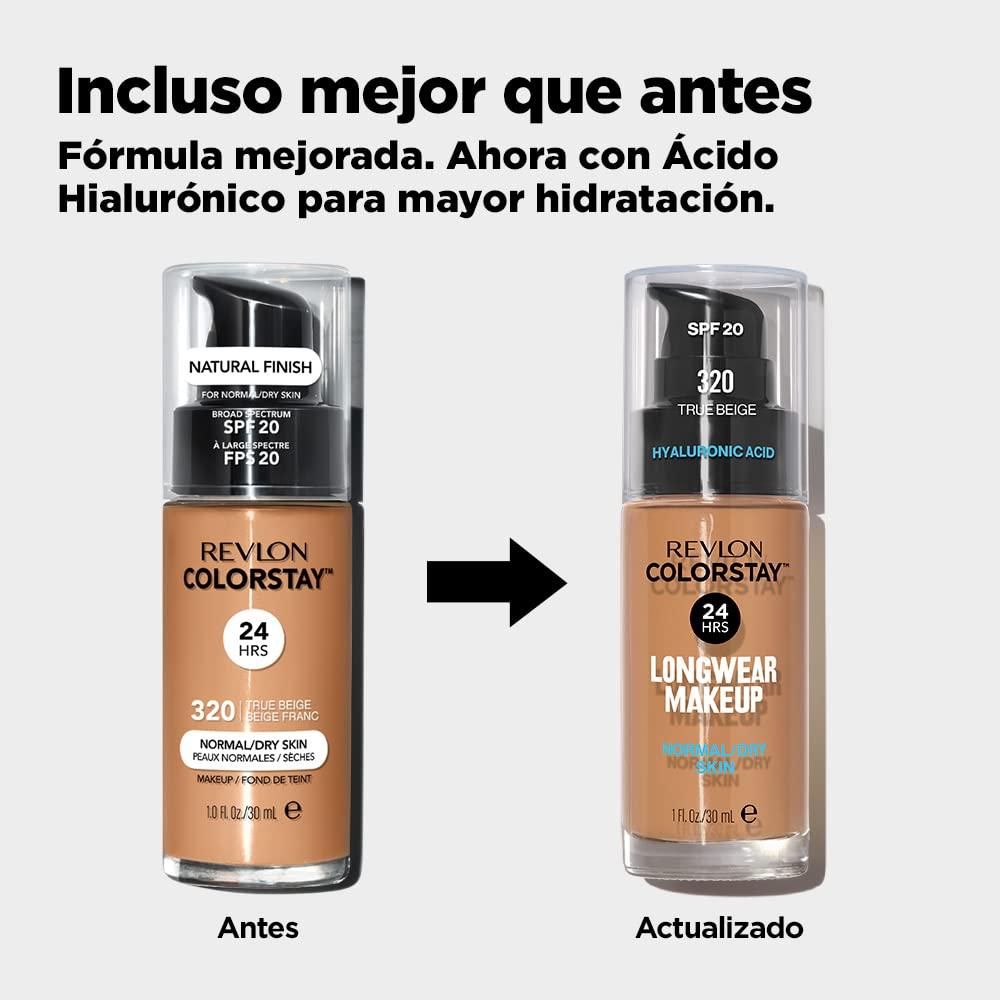 imageRevlon Liquid Foundation ColorStay Face Makeup for Normal ampamp Dry Skin SPF 20 Longwear MediumFull Coverage with Natural Finish 110 Ivory 1 fl ozTrue Beige