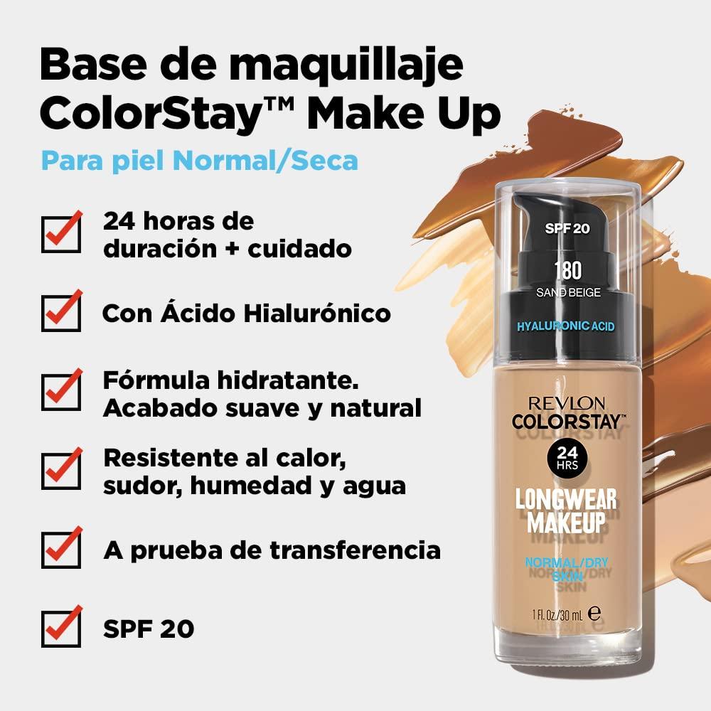 imageRevlon Liquid Foundation ColorStay Face Makeup for Normal ampamp Dry Skin SPF 20 Longwear MediumFull Coverage with Natural Finish 110 Ivory 1 fl ozTrue Beige