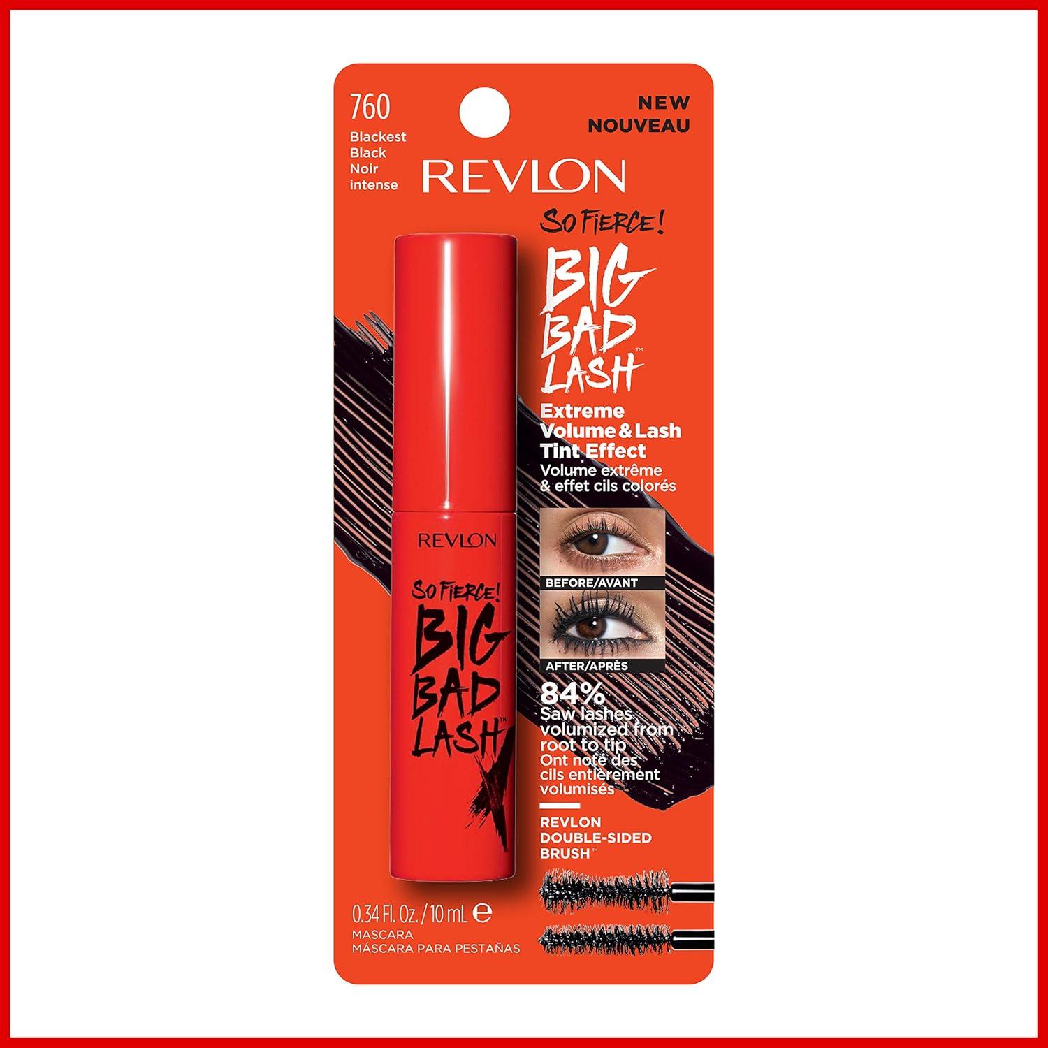 imageRevlon Mascara So Fierce Big Bad Lash Eye Makeup Volumizing Lasts up to 24 Hours No Clump SmudgeProof FlakeFree 760 Blackest Black 034 fl ozBlackest Black