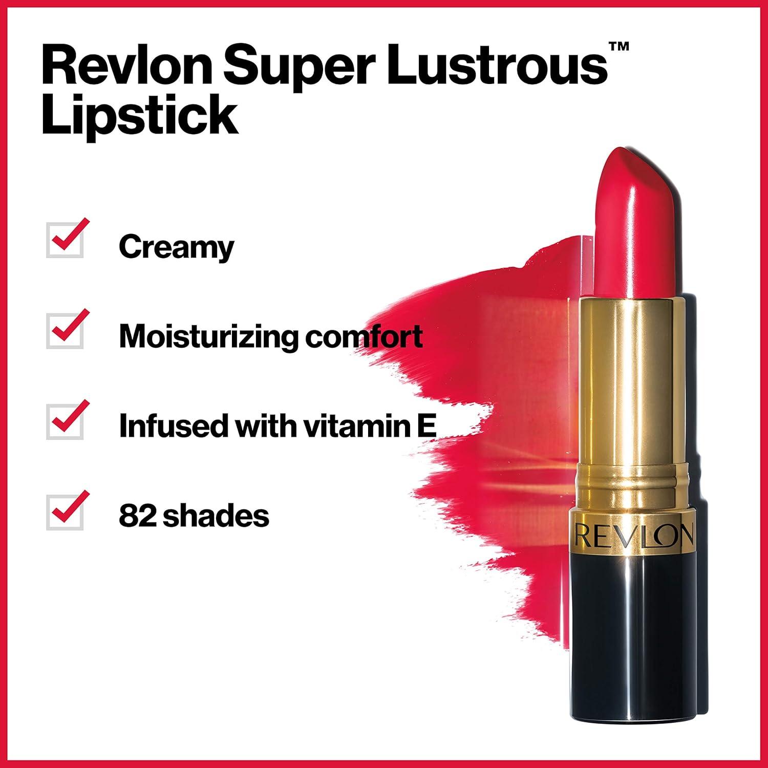 imageRevlon Super Lustrous Lipstick Creamy Formula For Soft FullerLooking Lips Moisturized Feel 415 Pink In The Afternoon 015 oz730 Revlon Red