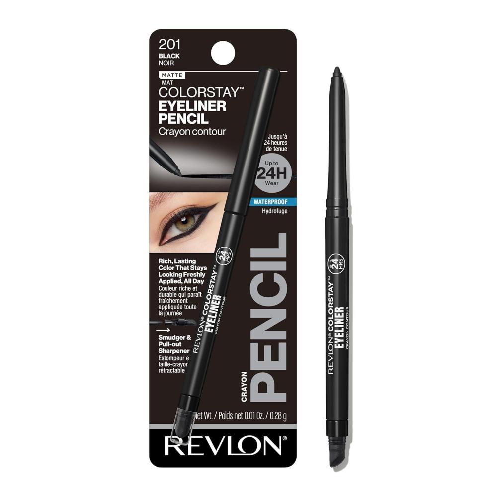 imageREVLON ColorStay Pencil Waterproof Eyeliner SmudgeProof Eye Makeup with BuiltIn Sharpener 212 Bronze 001 ozBlack