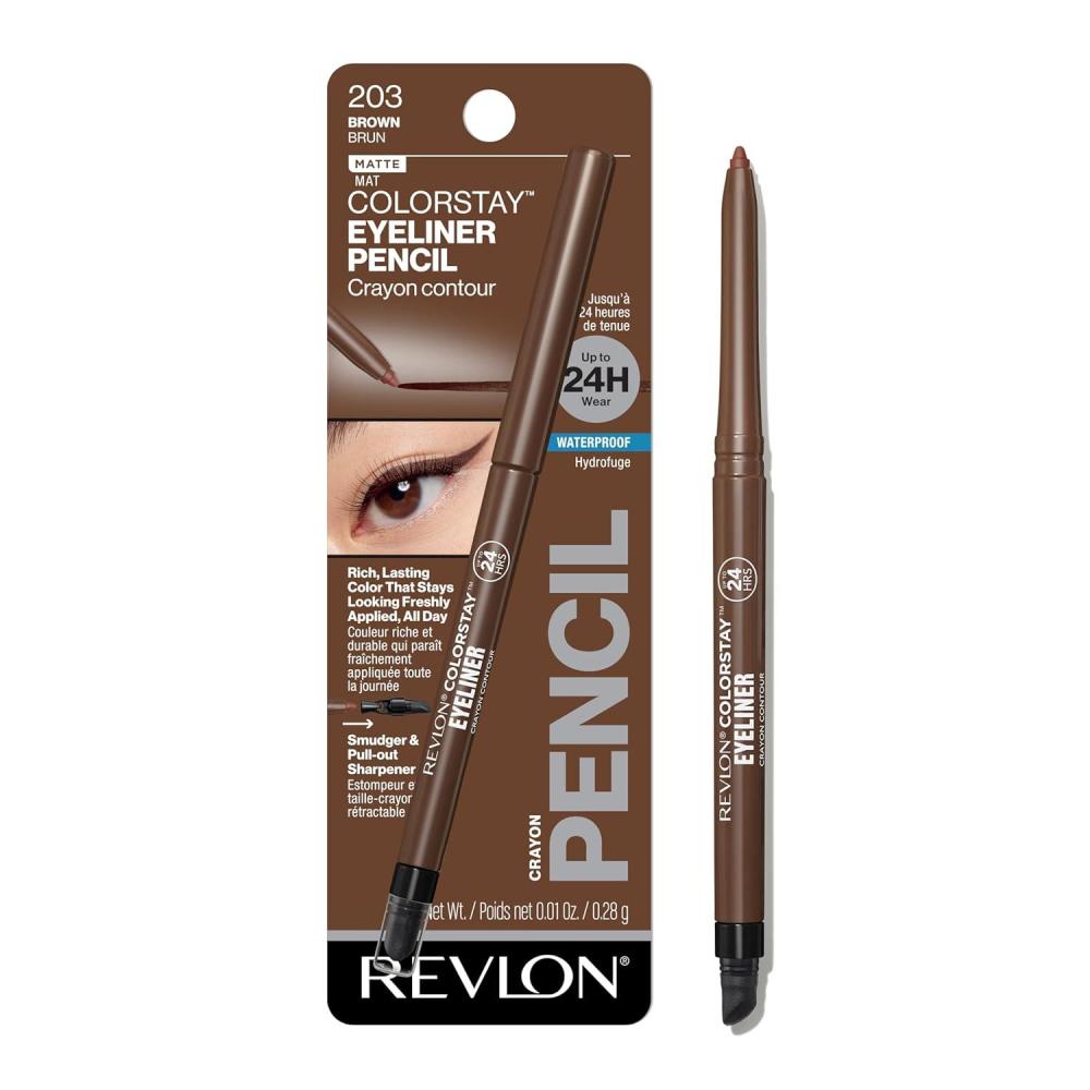 imageREVLON ColorStay Pencil Waterproof Eyeliner SmudgeProof Eye Makeup with BuiltIn Sharpener 212 Bronze 001 ozBrown